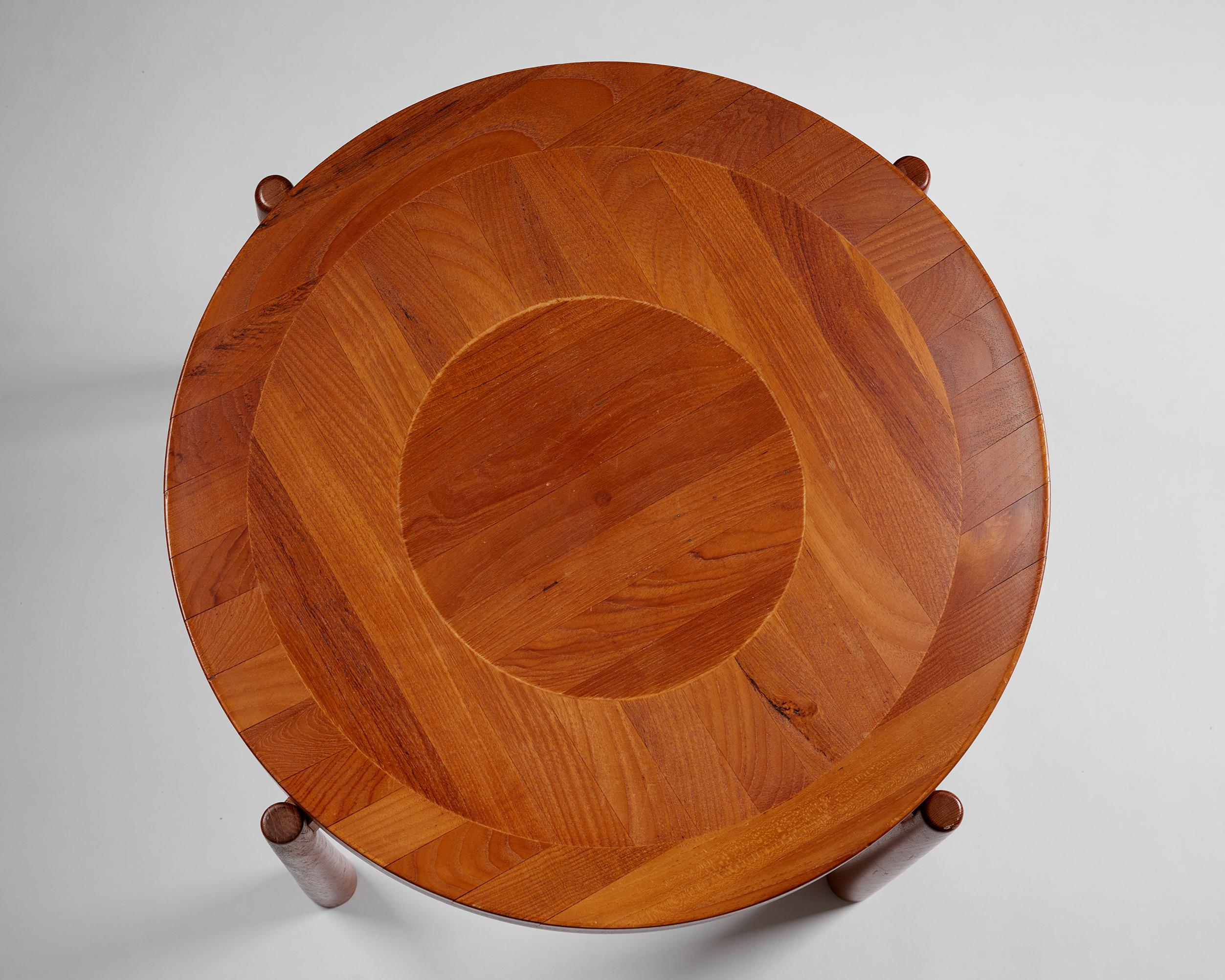 Teak Side table designed by Jens Quistgaard, Denmark. 1950s, circular, wood In Good Condition For Sale In Stockholm, SE