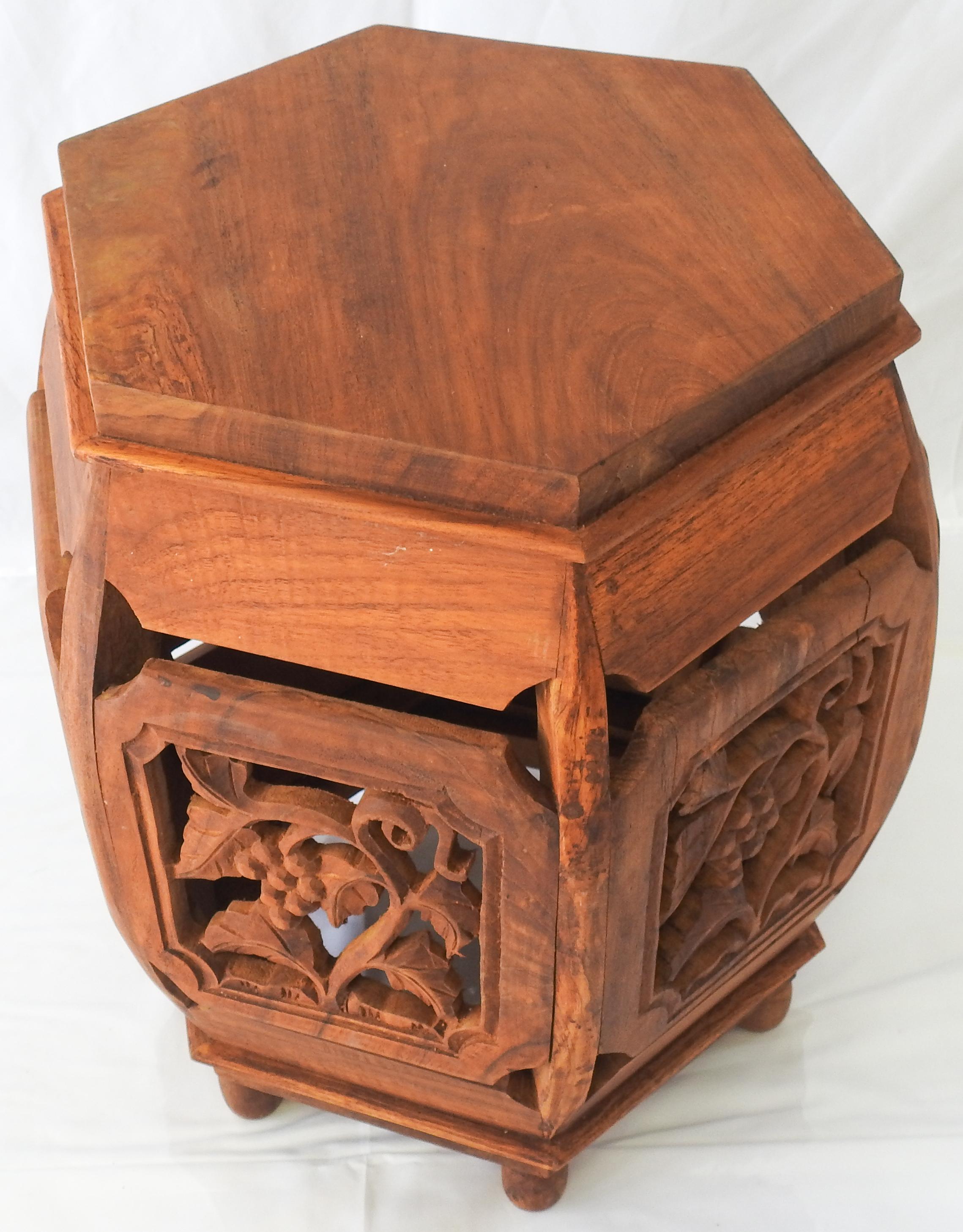 Chinese Chippendale Teak Side Table For Sale