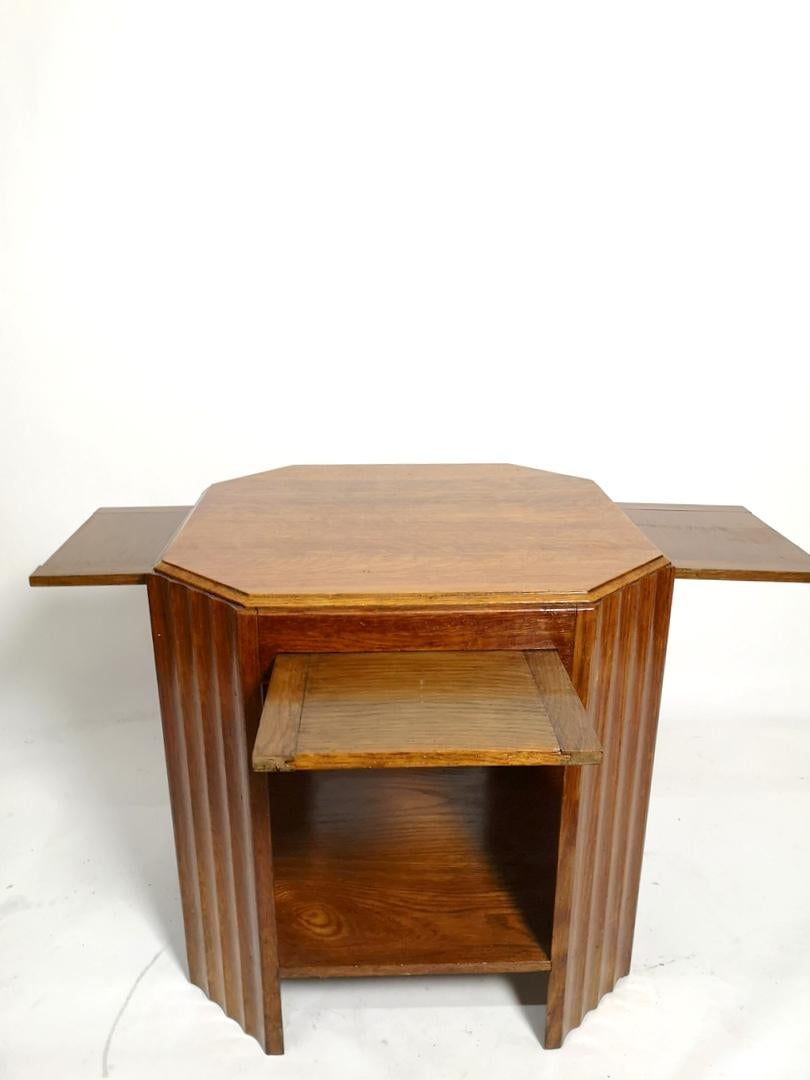 European Teak Side Table with Extending Tops, 1970s