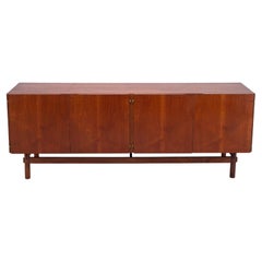 Long Teak with Brass Detail Brutalist Sideboard, 1970s, British