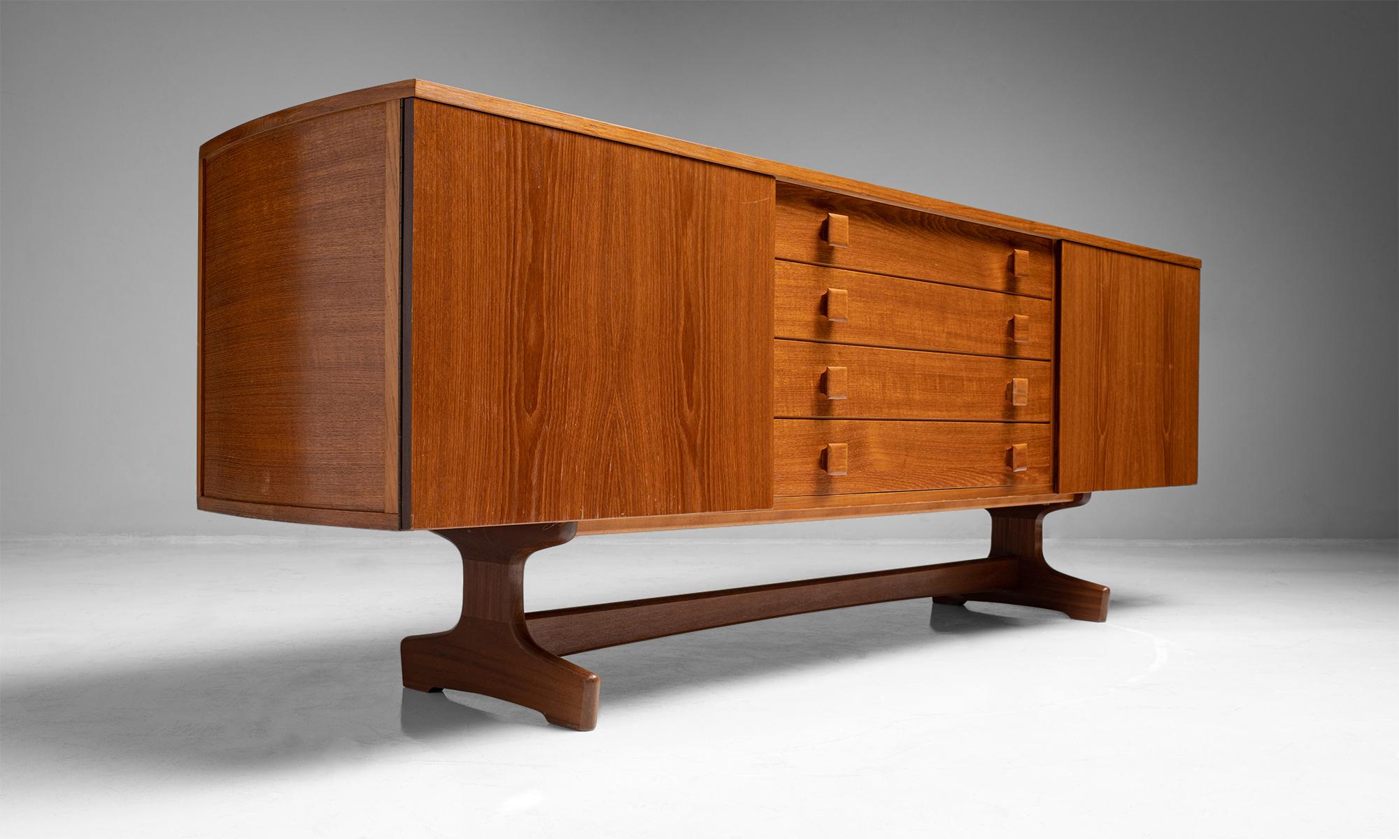 Vanson sideboard
England Circa 1960
Teak sideboard by Vanson with veneered back and birch lined interior.
Measures: 79.75” W x 16” D x 38.5” H

$ 5,800.