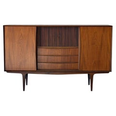 Teak Sideboard Credenza with Sliding Doors and Drawers Danish Vintage 1960s