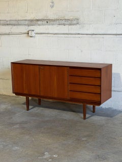 Teak Sideboard Credenza with Tapered Legs Crafted in Norway MCM 1960s
