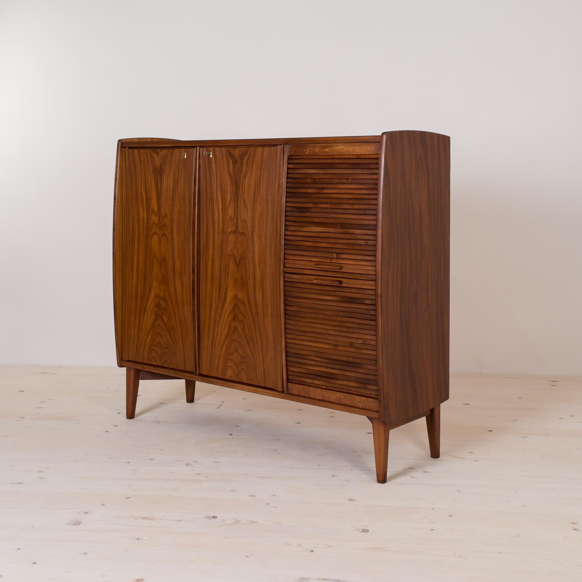 Teak Sideboard or Bar Cabinet by Alfred Sand for FLEKKEFJORD, Norway, 1960s In Good Condition In Wrocław, Poland