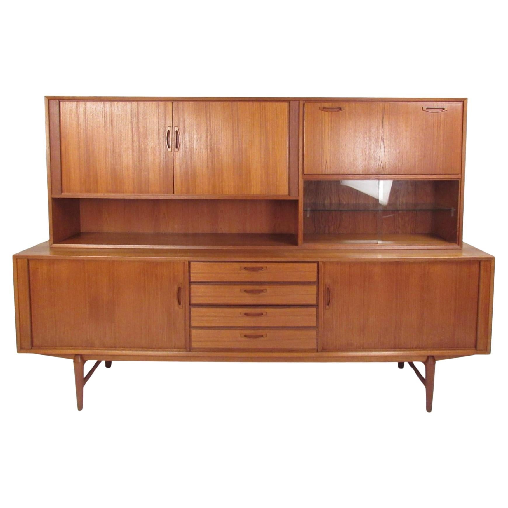 Credenza in teak con buffet di Omer Lefevre, anni '60