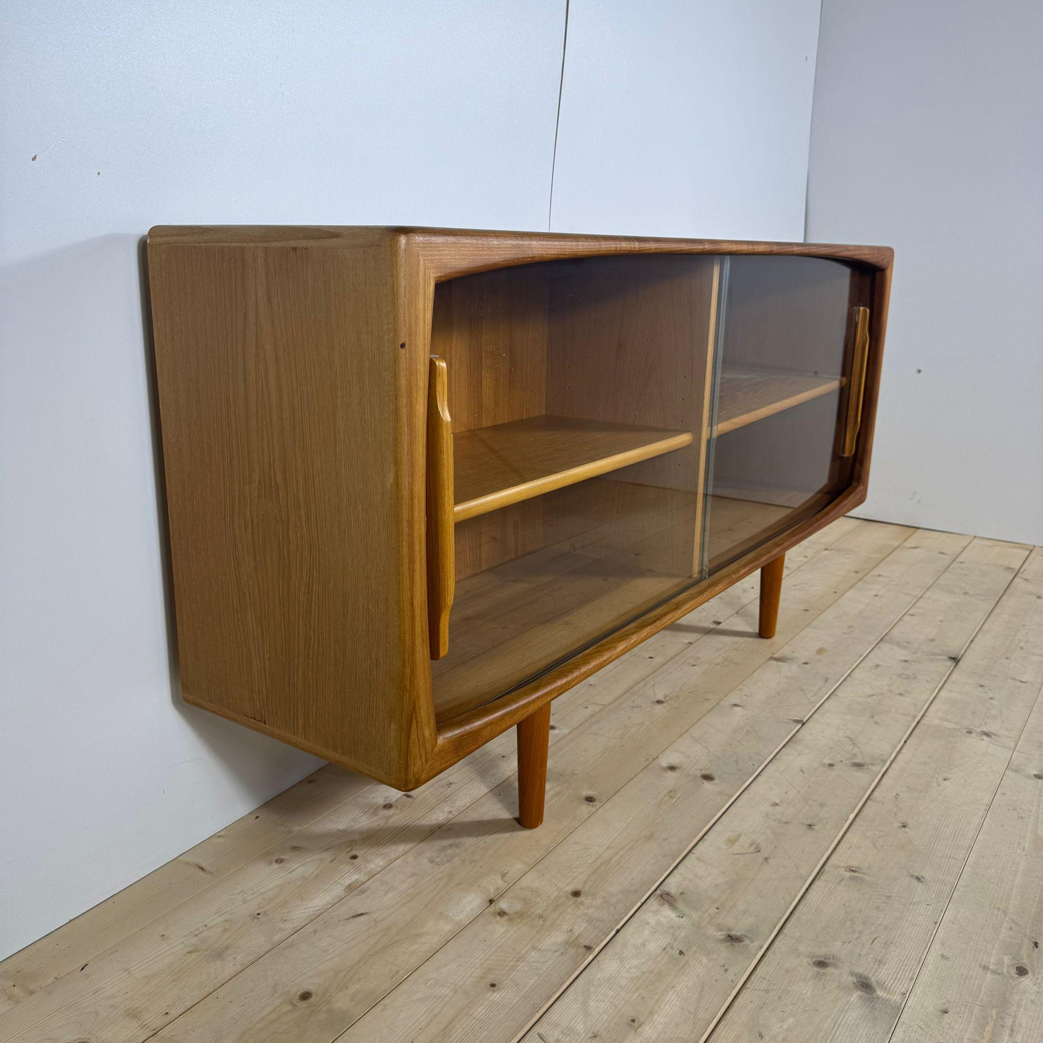 Mid-20th Century Teak sideboard with glass doors, Denmark, 1960s For Sale