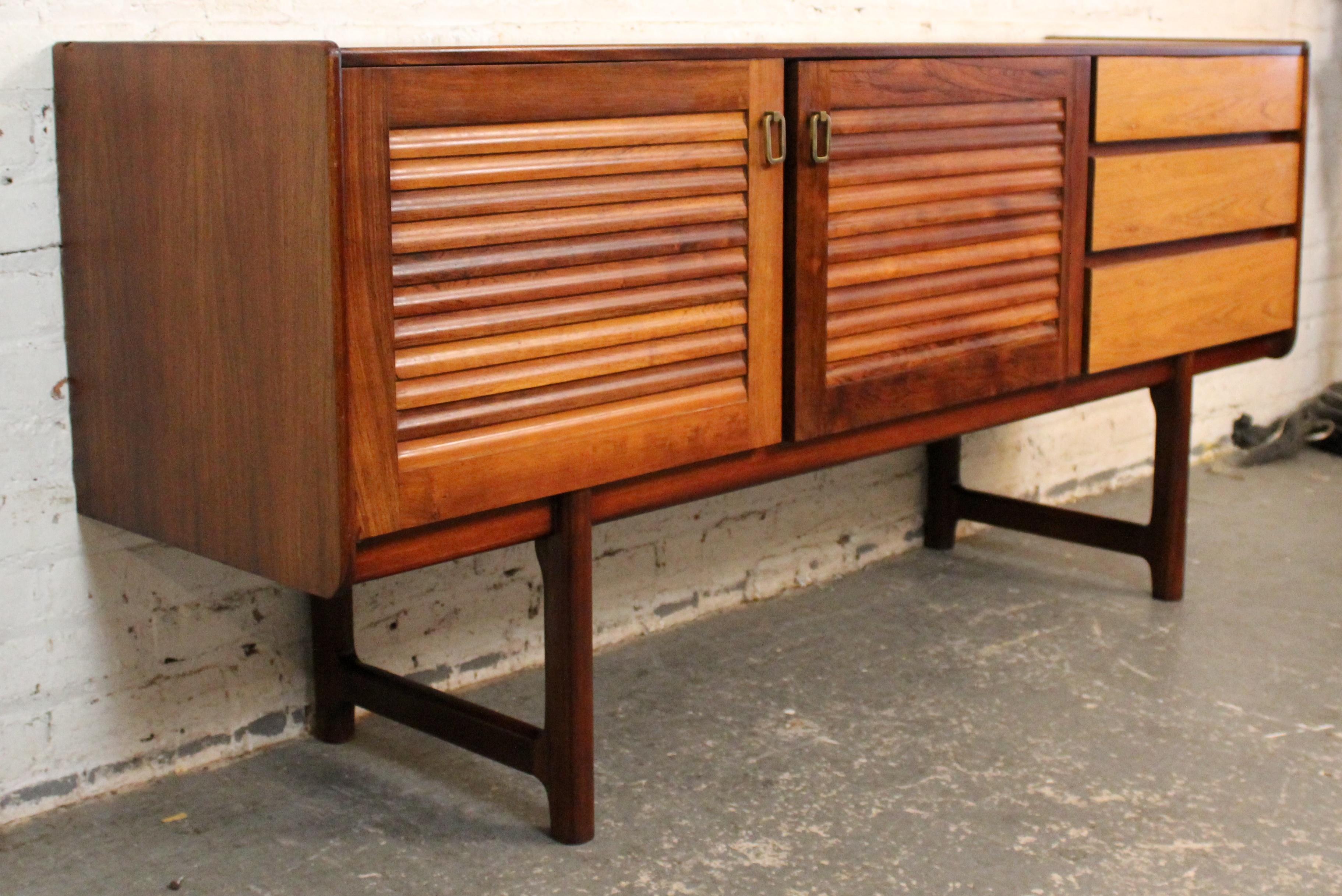 Mid-Century Modern Teak Sideboard with Louvered Doors by A. H. McIntosh For Sale