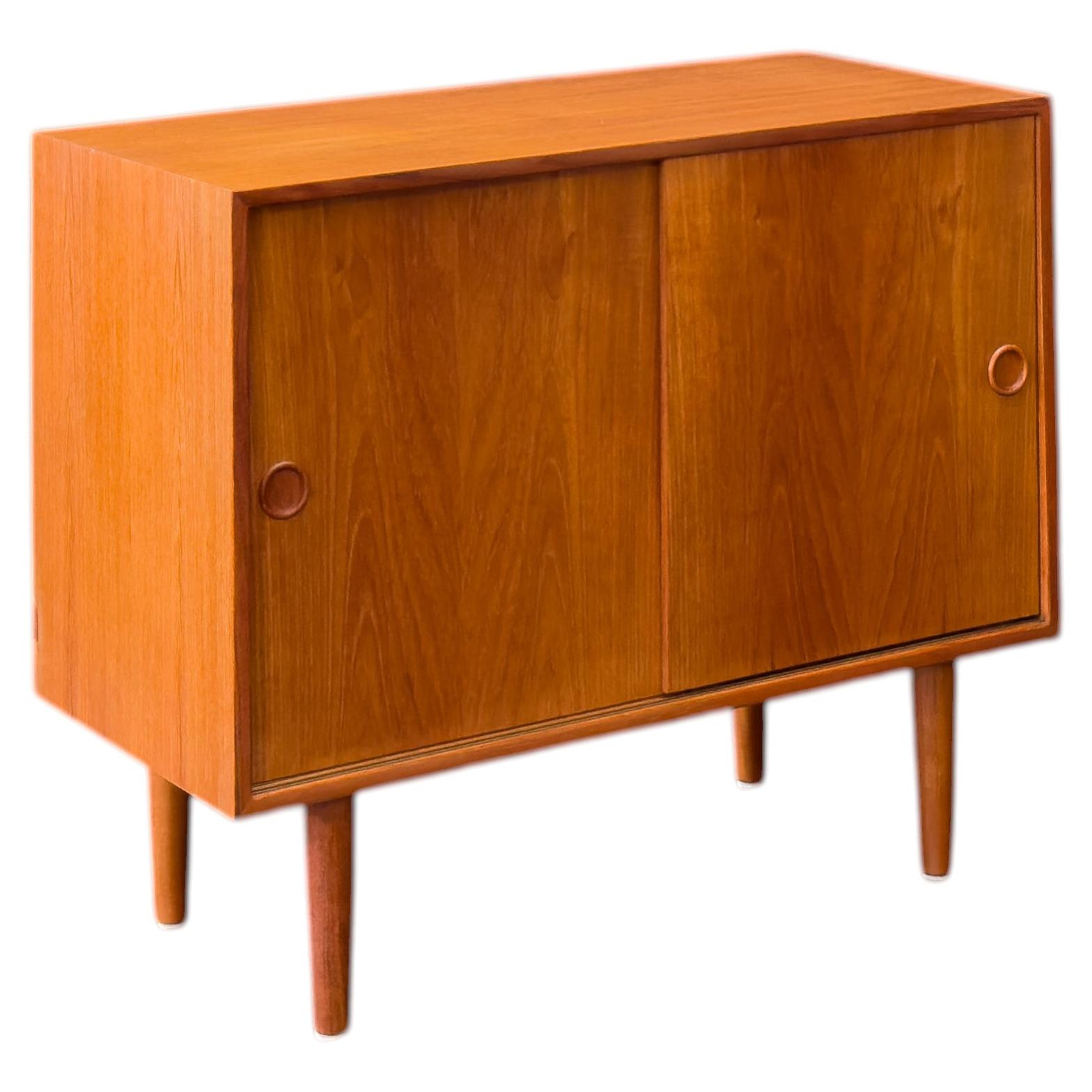 Teak Sideboard with Sliding Doors and Round Handles For Sale