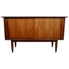 Teak Sideboard with Sliding Doors, Denmark, 1950s