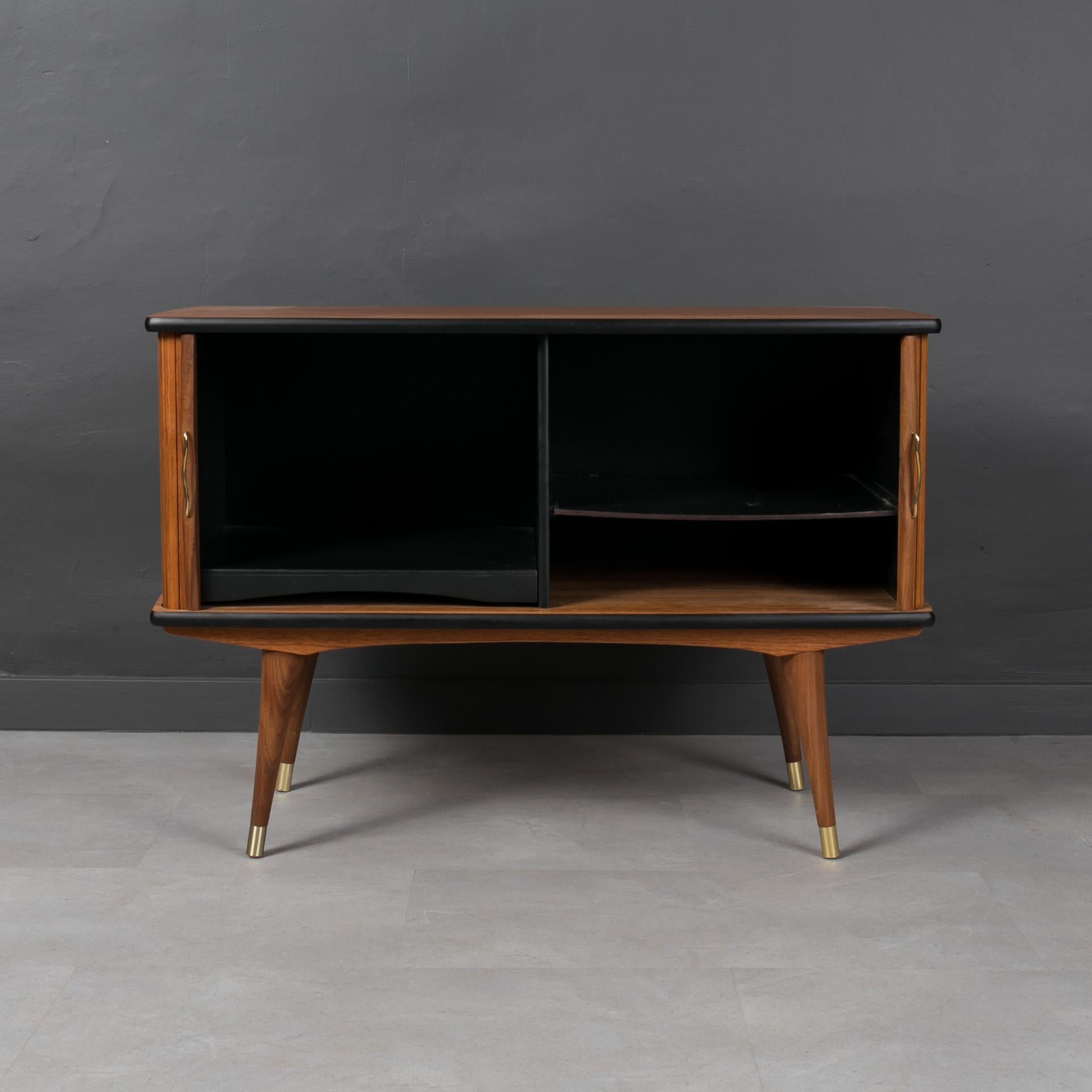 Oiled Teak Sideboard with Tambour Doors, Midcentury Design, Norway, 1960s