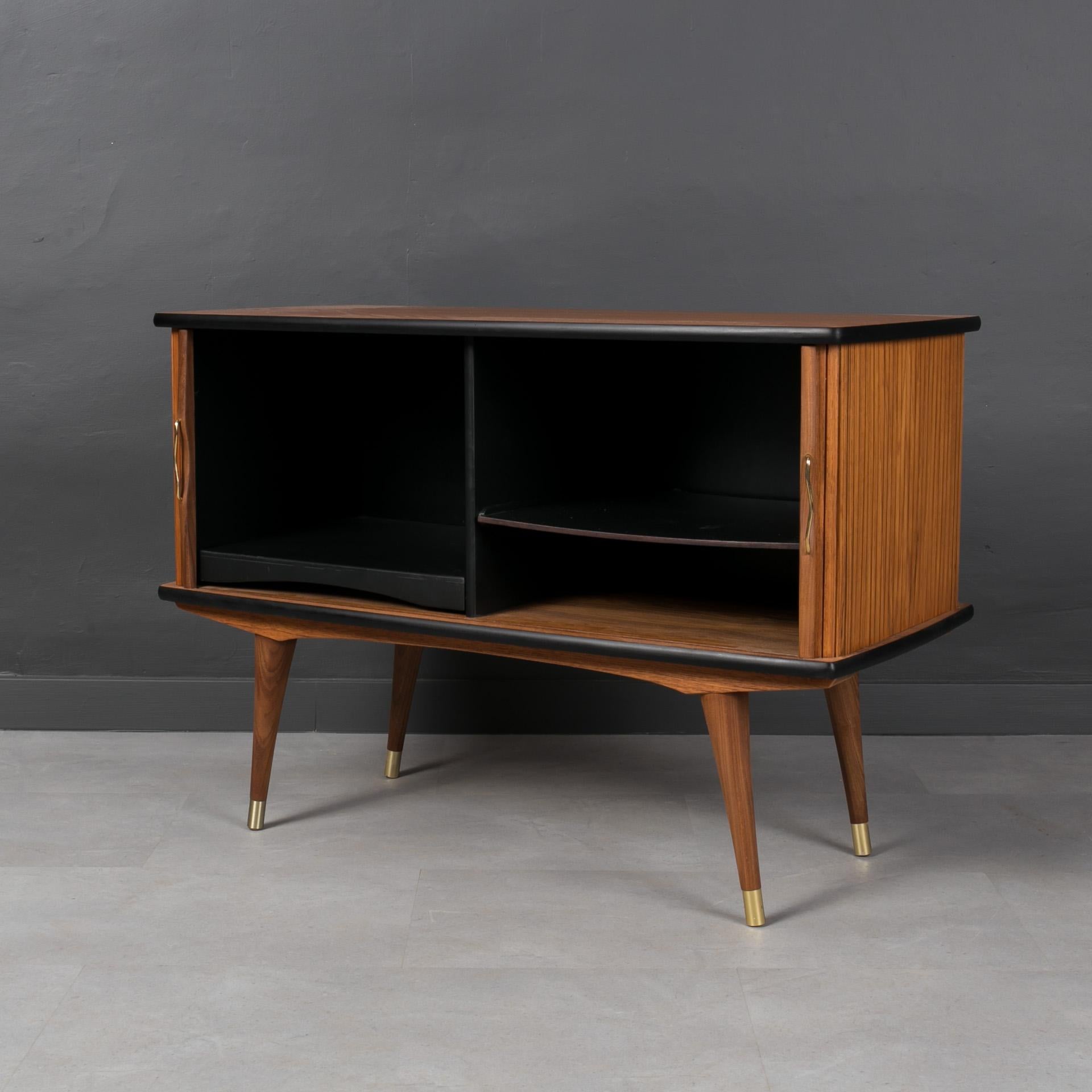 Teak Sideboard with Tambour Doors, Midcentury Design, Norway, 1960s In Good Condition In Wrocław, Poland