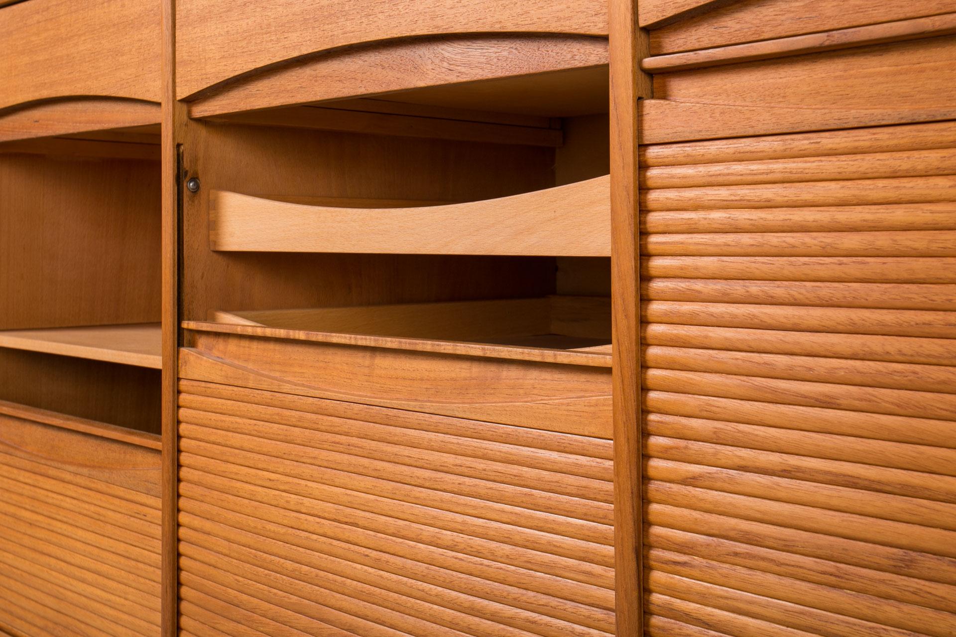 Teak Sideboard with tambour doors, Norway, 1960s 3