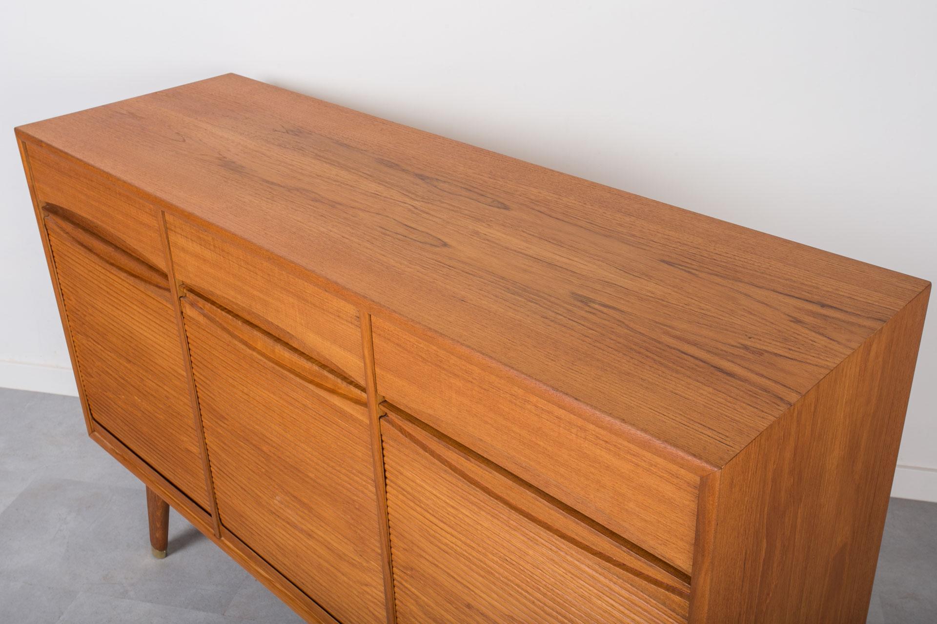 Teak Sideboard with tambour doors, Norway, 1960s 2