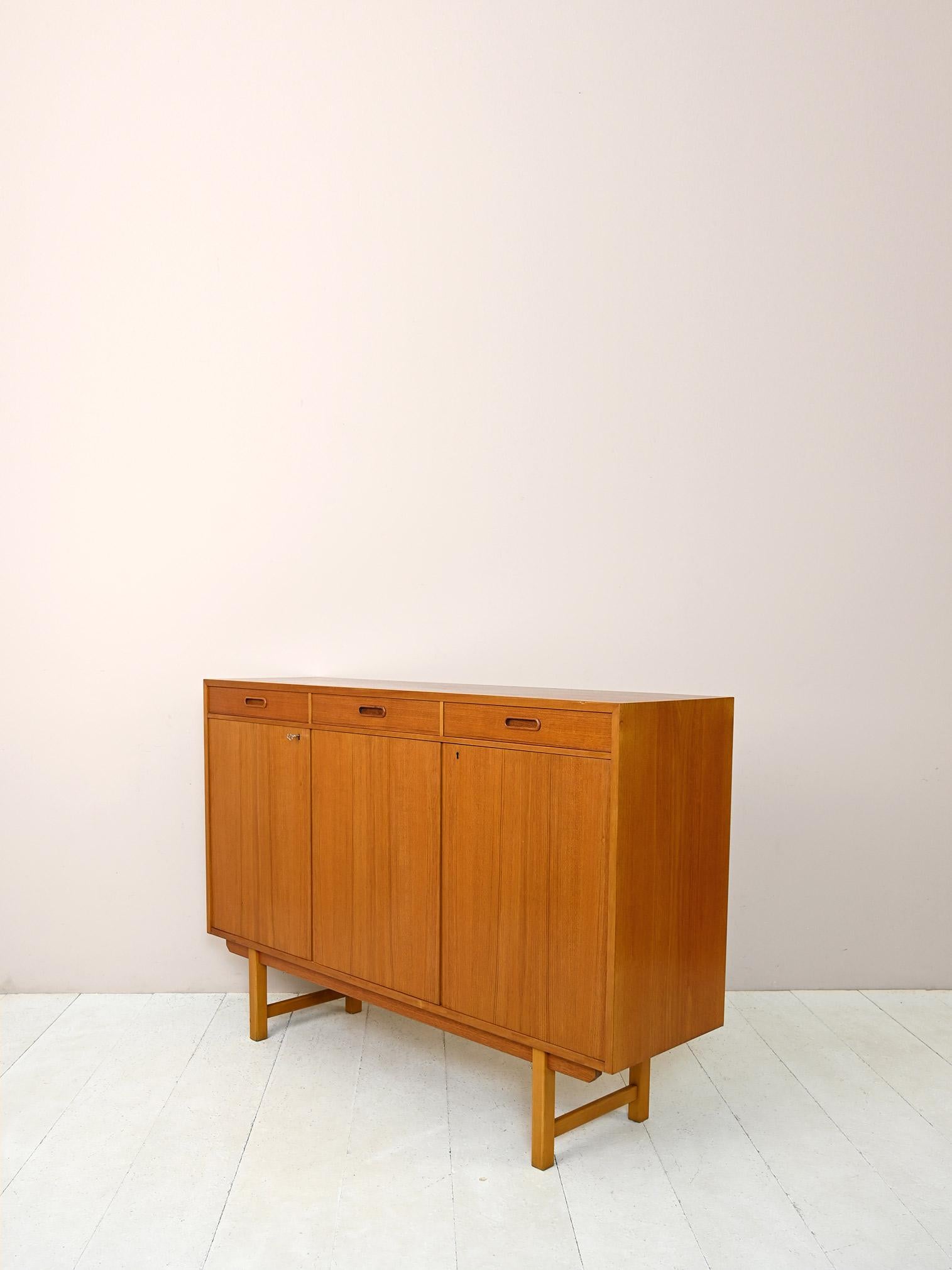 Mid-20th Century Teak Sideboard with Three Doors For Sale