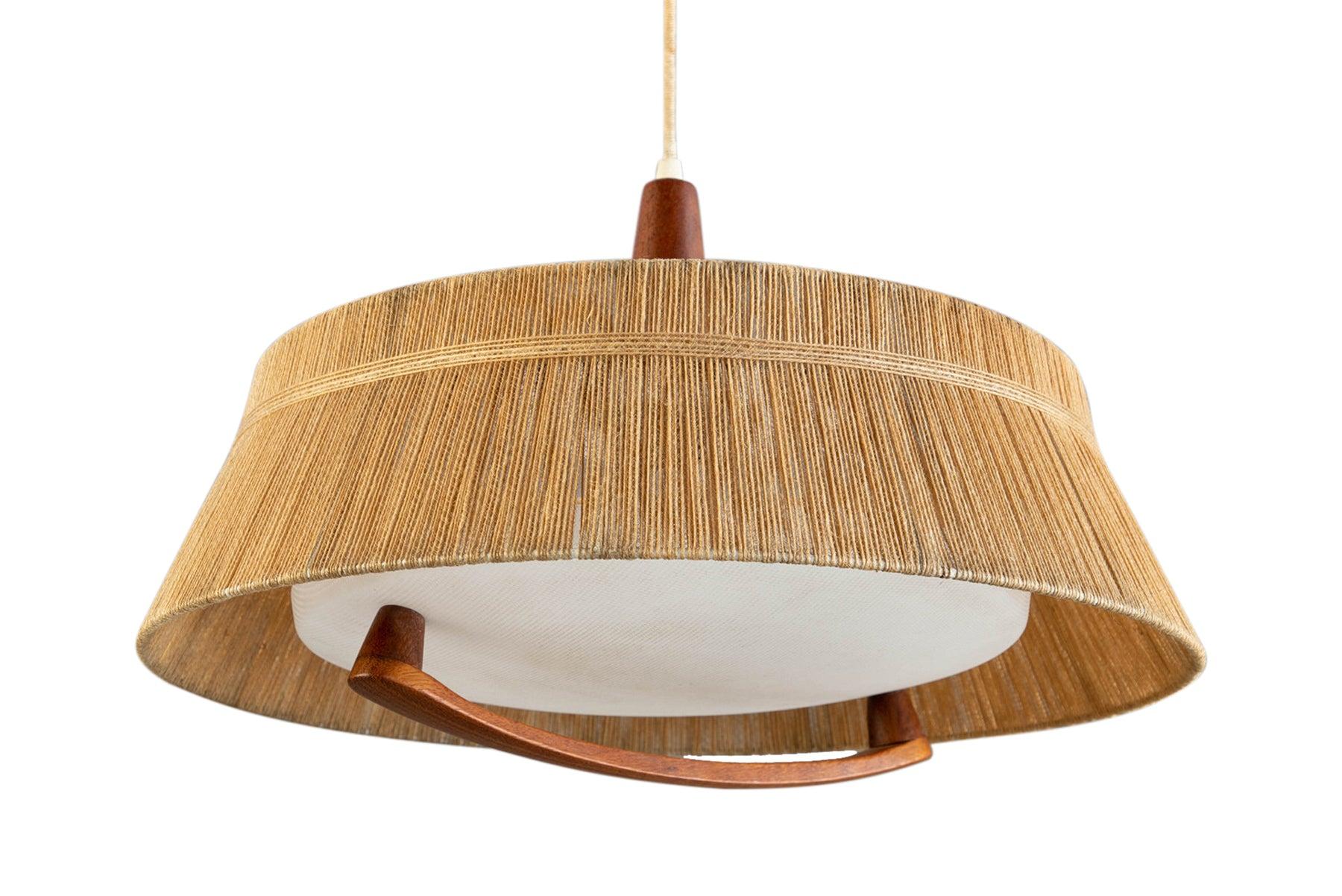 German Teak + Sisal Pendant Lamp By Temde For Sale