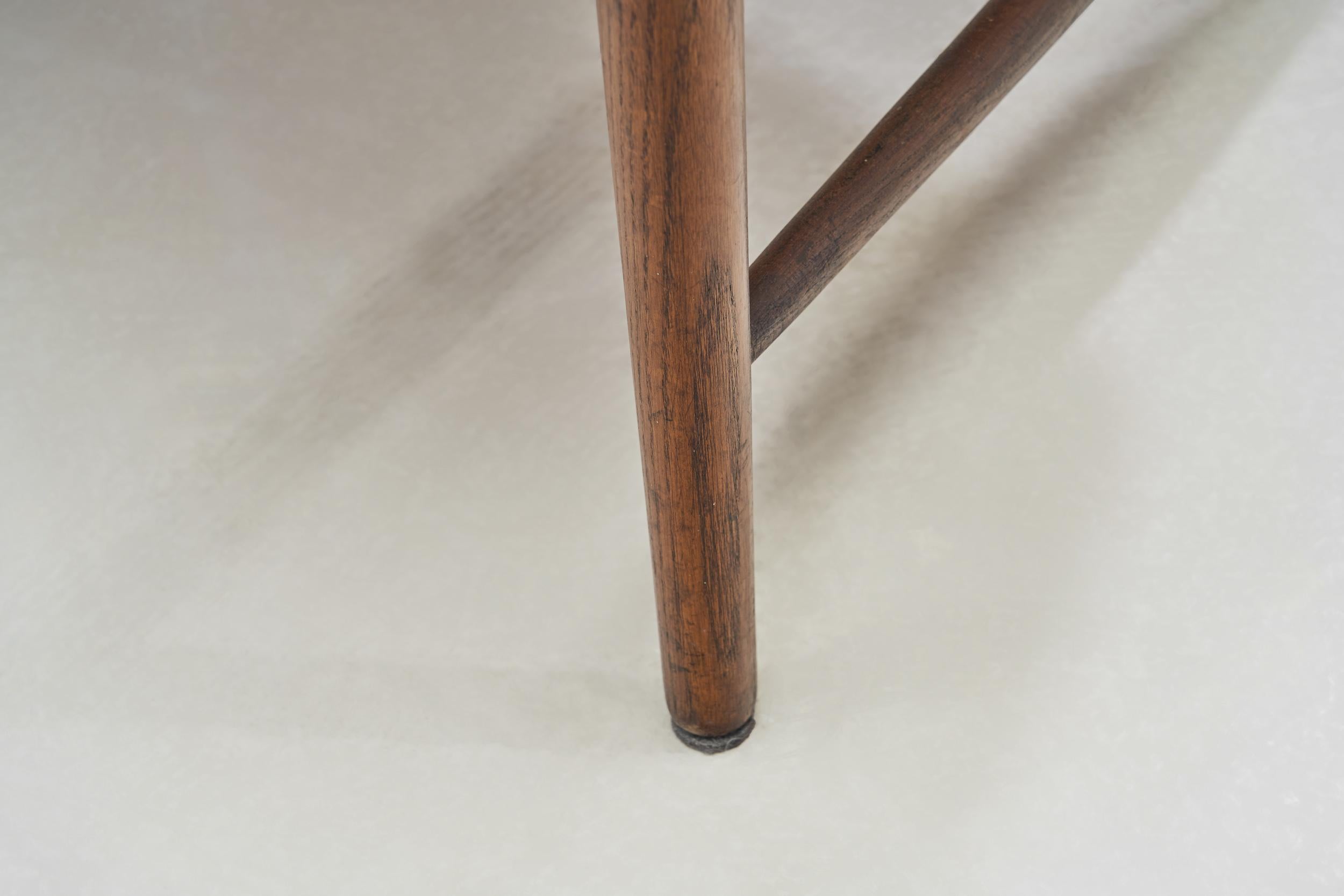Teak Slatback Chair with Woven Danish Cord Seat, Denmark ca 1960s For Sale 9