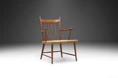 Teak Slatback Chair with Woven Danish Cord Seat, Denmark ca 1960s