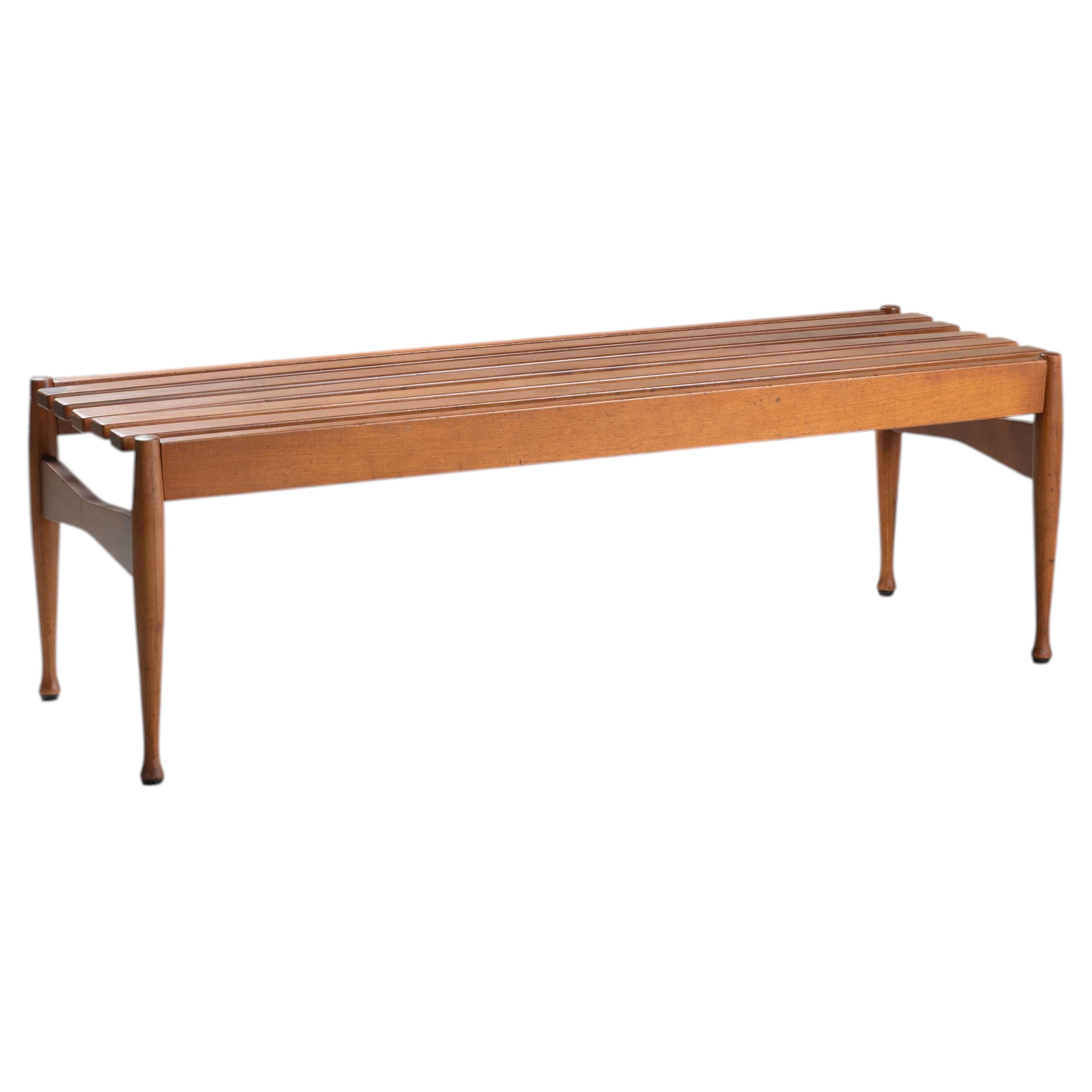 Teak slatted bench, 1960 For Sale