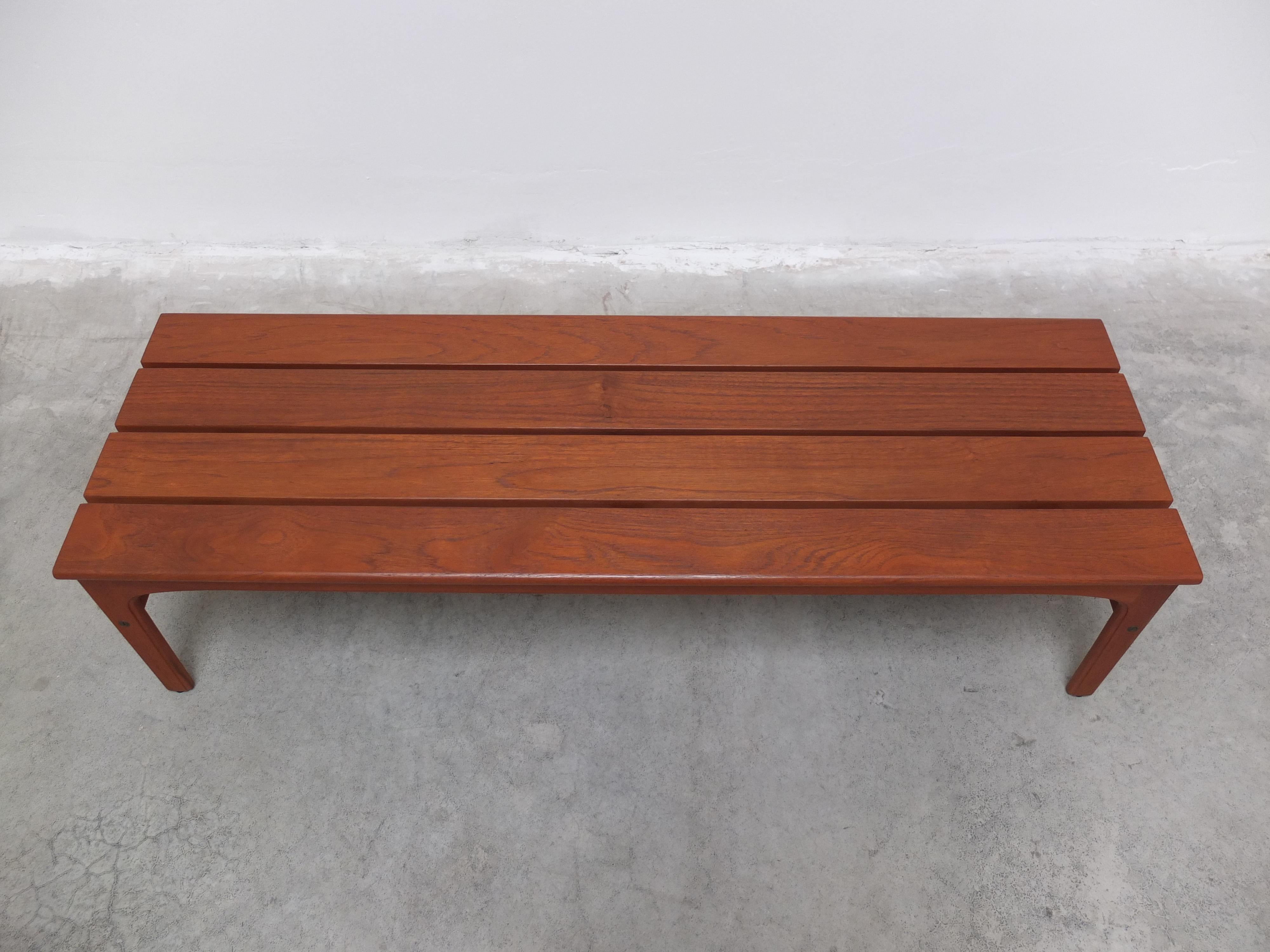 Teak Slatted Bench or Coffee Table by Yngvar Sandström for AB Sëffle, 1960s For Sale 4
