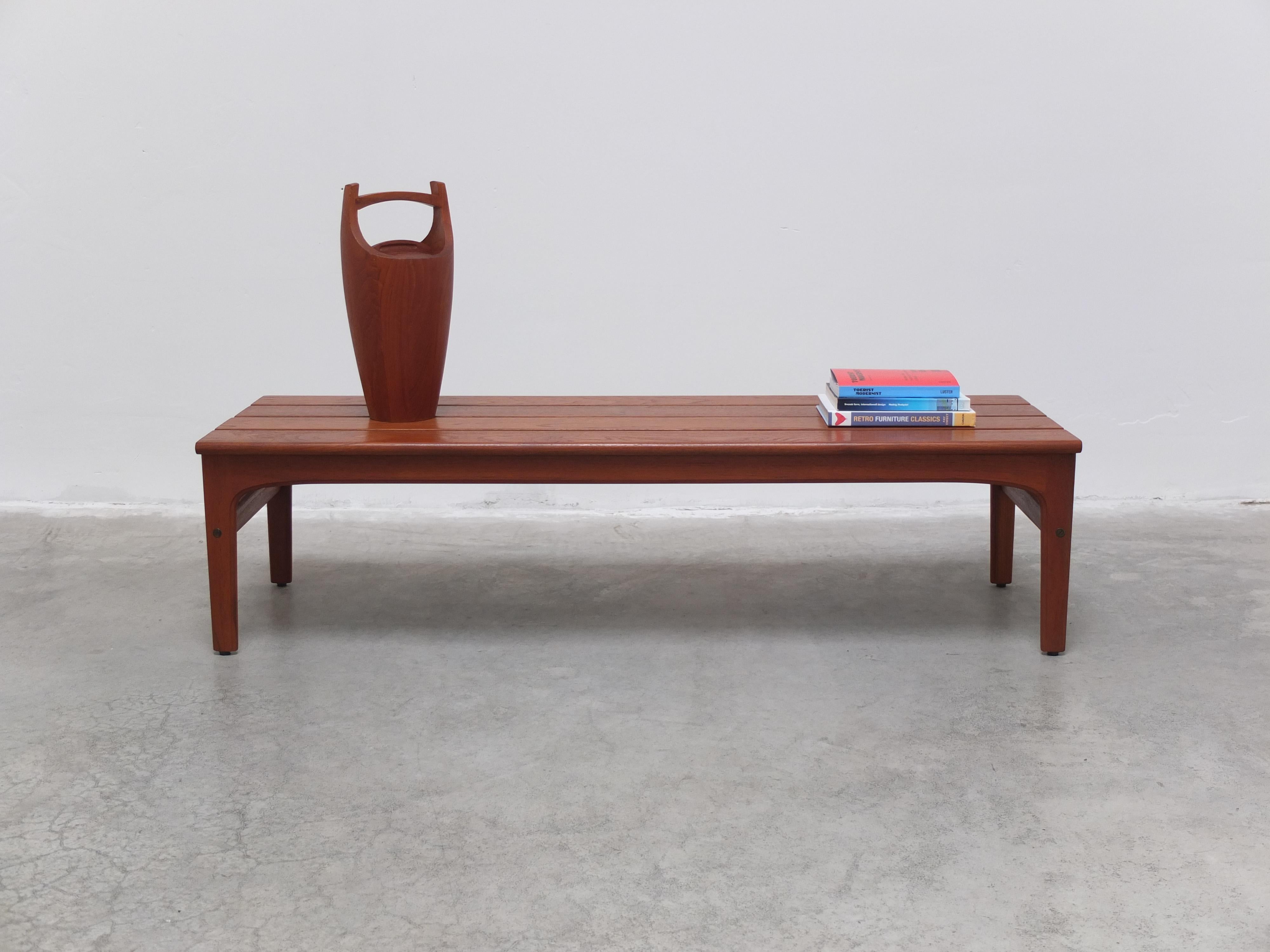 Teak Slatted Bench or Coffee Table by Yngvar Sandström for AB Sëffle, 1960s For Sale 7