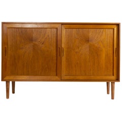 Teak Slide Door Cabinet, Made in Denmark, 1960s