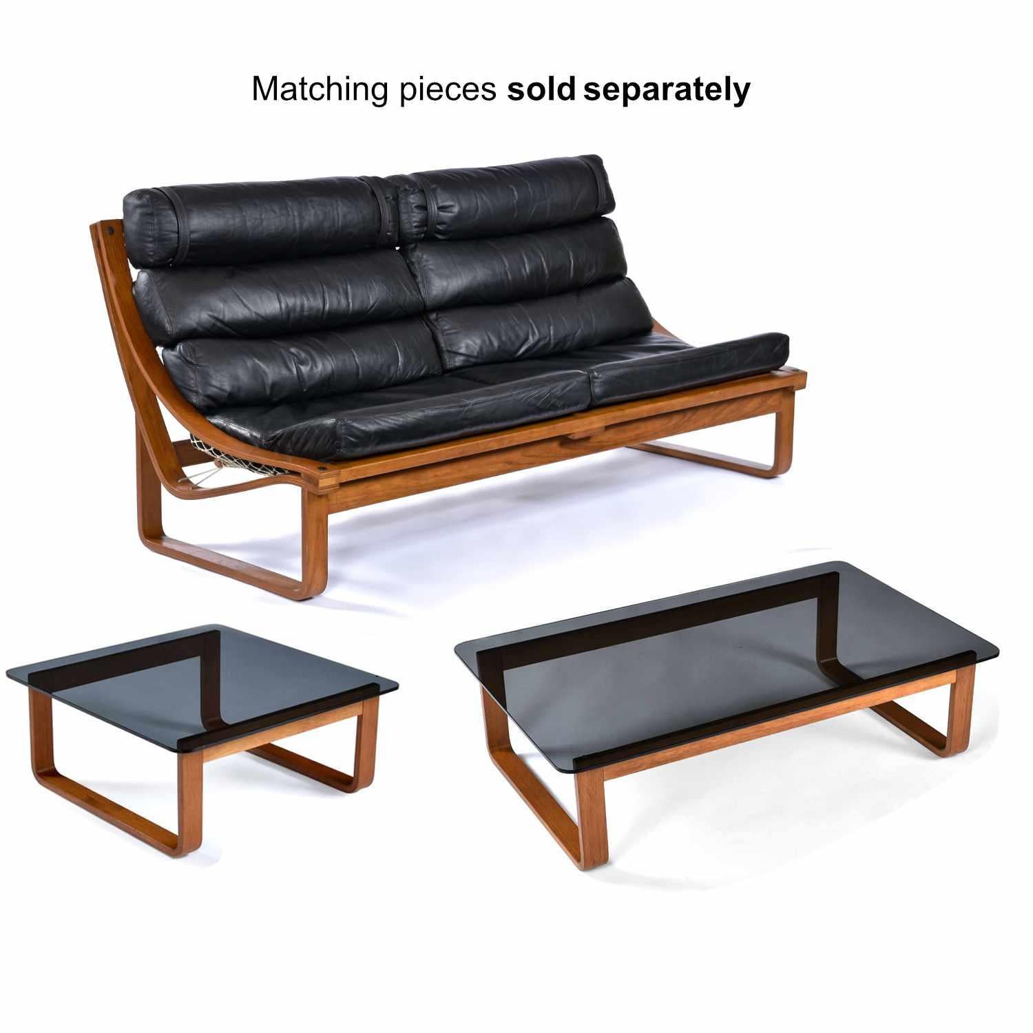Teak & Smoked Glass 1970s Fred Lowen for Tessa Coffee Table & End Tables Set For Sale 11
