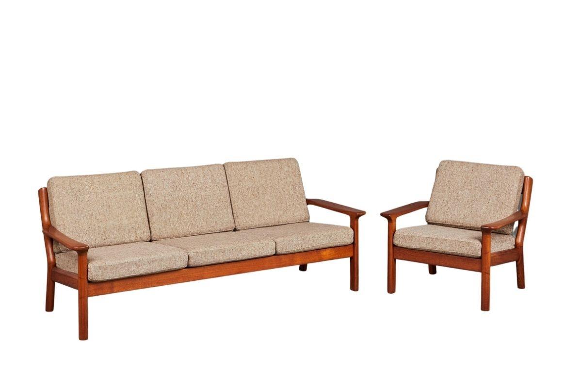 Teak Sofa and Armchair by Juul Kristensen, Denmark, 1960s 1