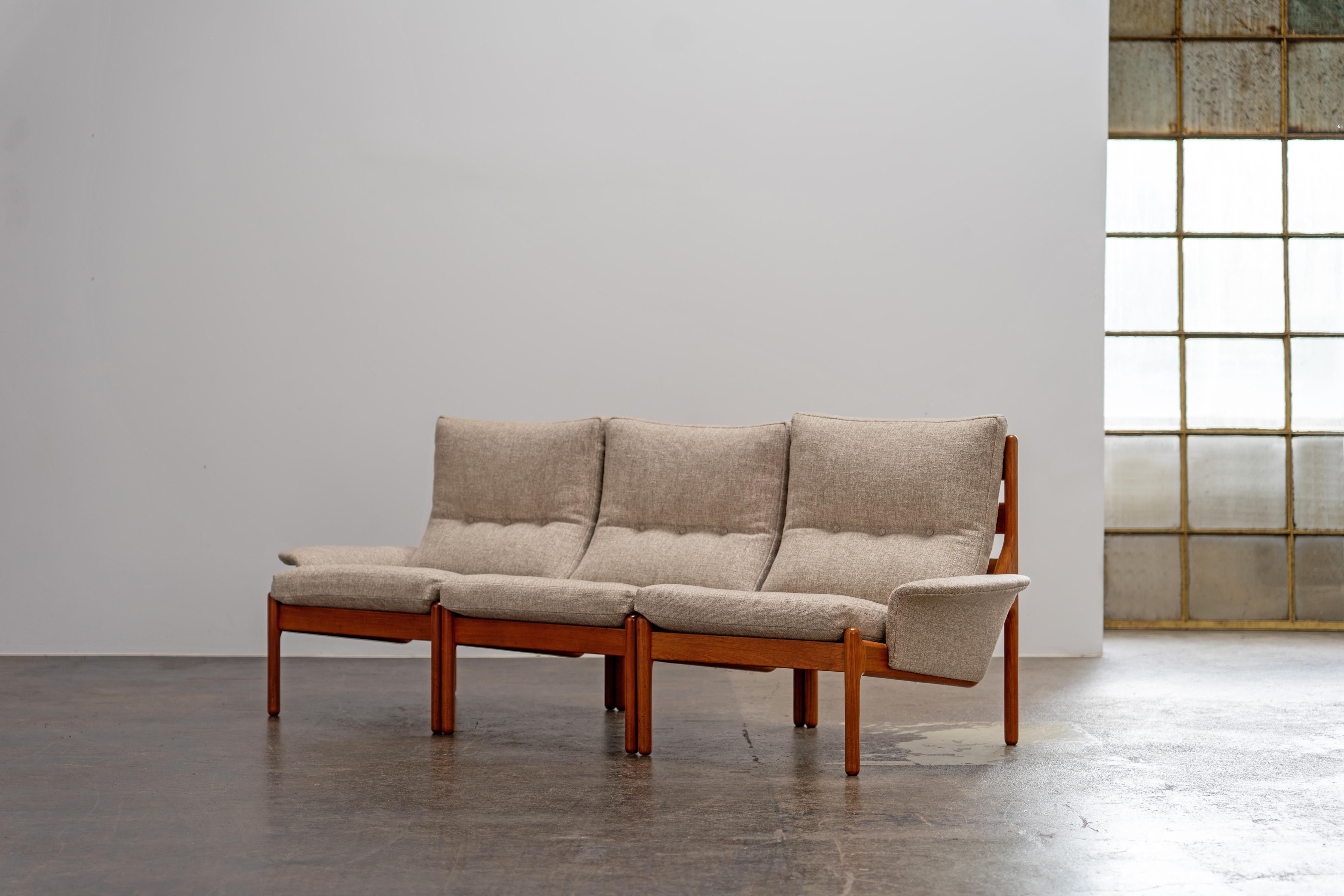 Sofa designed by Illum Wikkelsø for Silkeborg, 1972. Solid teak wood with a curved frame. Danish design from the 1970s with high-quality craftsmanship.

We can organize fast shipping for competitive prices. Please contact us for info to your