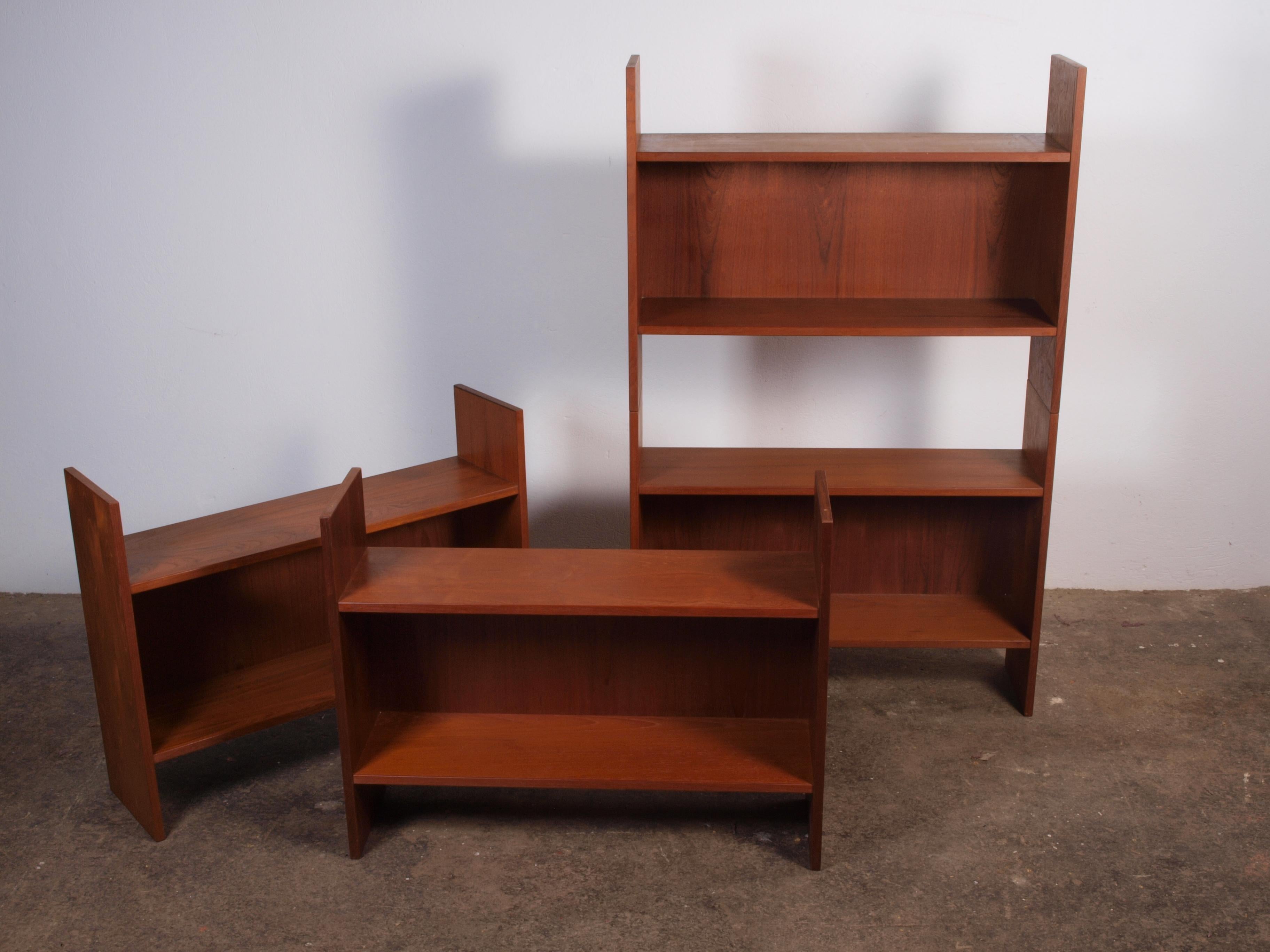 Mid-Century Modern Teak stacking bookcases shelf system, danish vintage For Sale