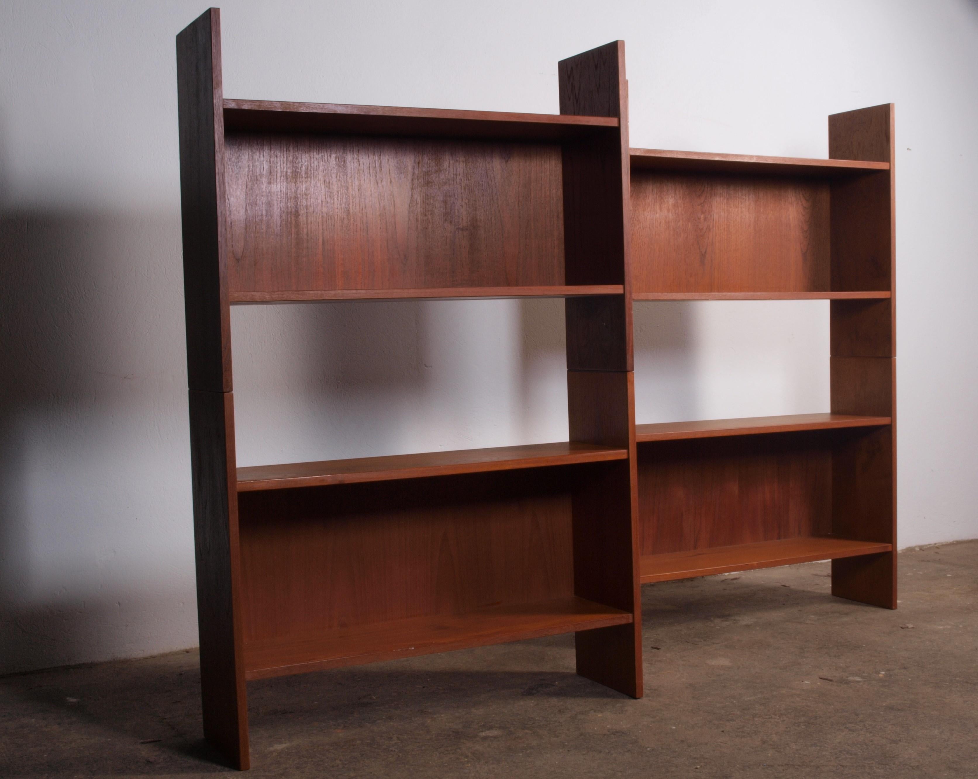 Teak stacking bookcases shelf system, danish vintage For Sale 2