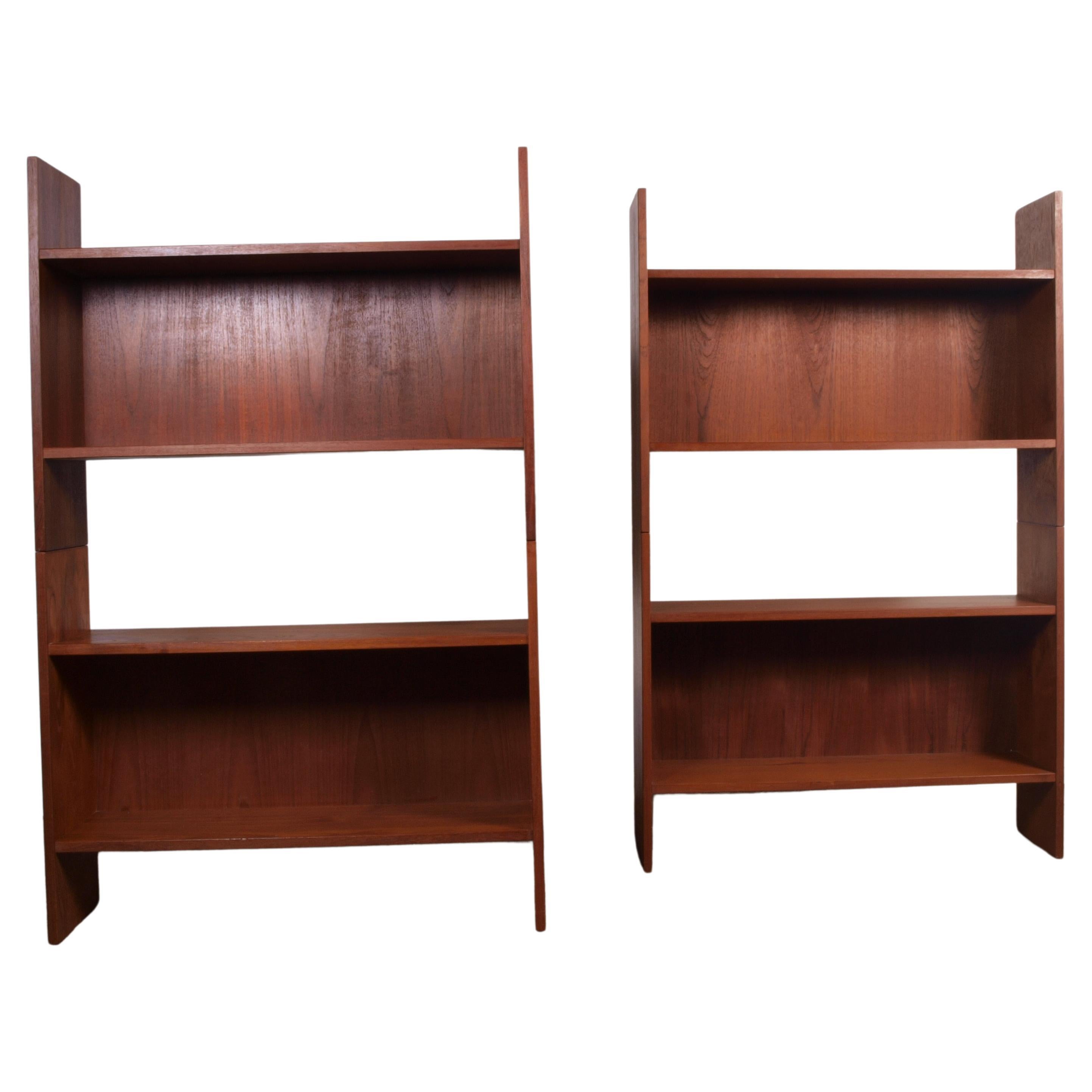 Teak stacking bookcases shelf system, danish vintage For Sale
