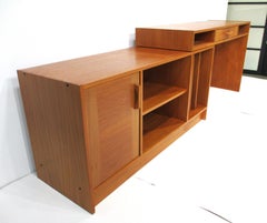Teak Stereo Record Expandable 2 pc. Entertainment Cabinet and Desk Denmark (A)