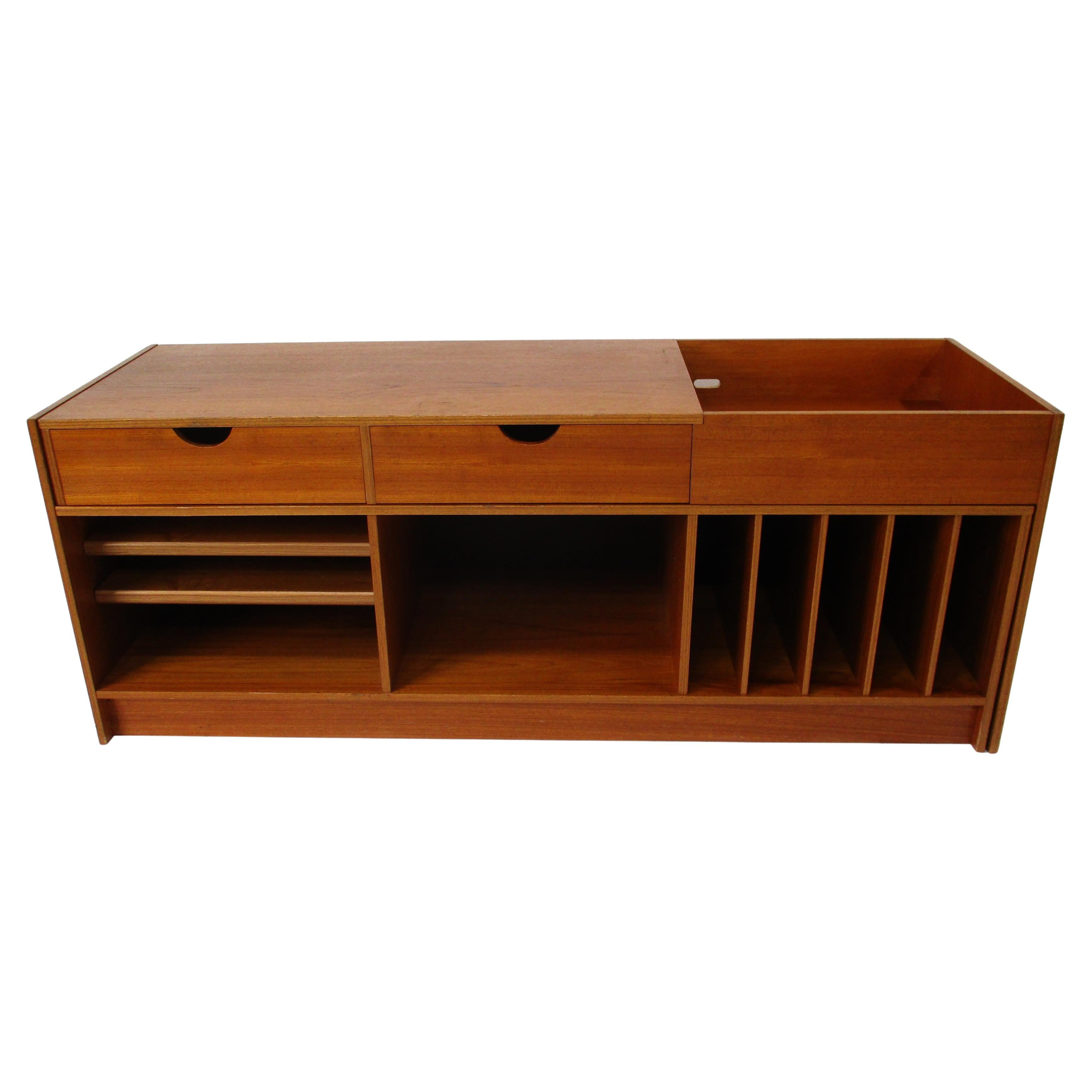 Teak Stereo Record Espandibile 2 pezzi. Mobile da intrattenimento Svezia