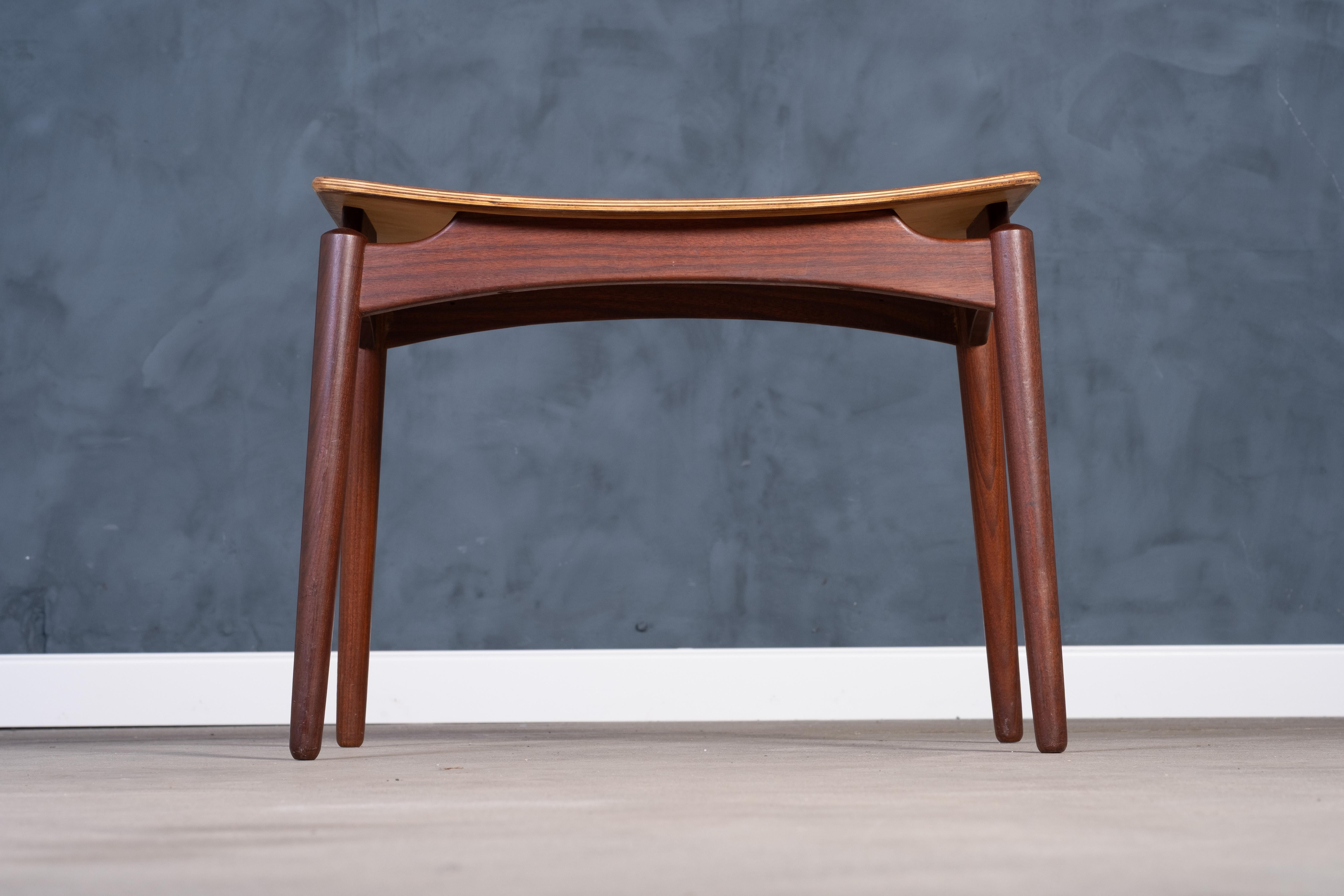 Mid-Century Modern Teak Stool by Sigfred Omann for Ølholm Møbelfabrik, Denmark, 1950s For Sale