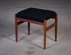 Teak Stool with Black Fabric, Denmark, 1960s