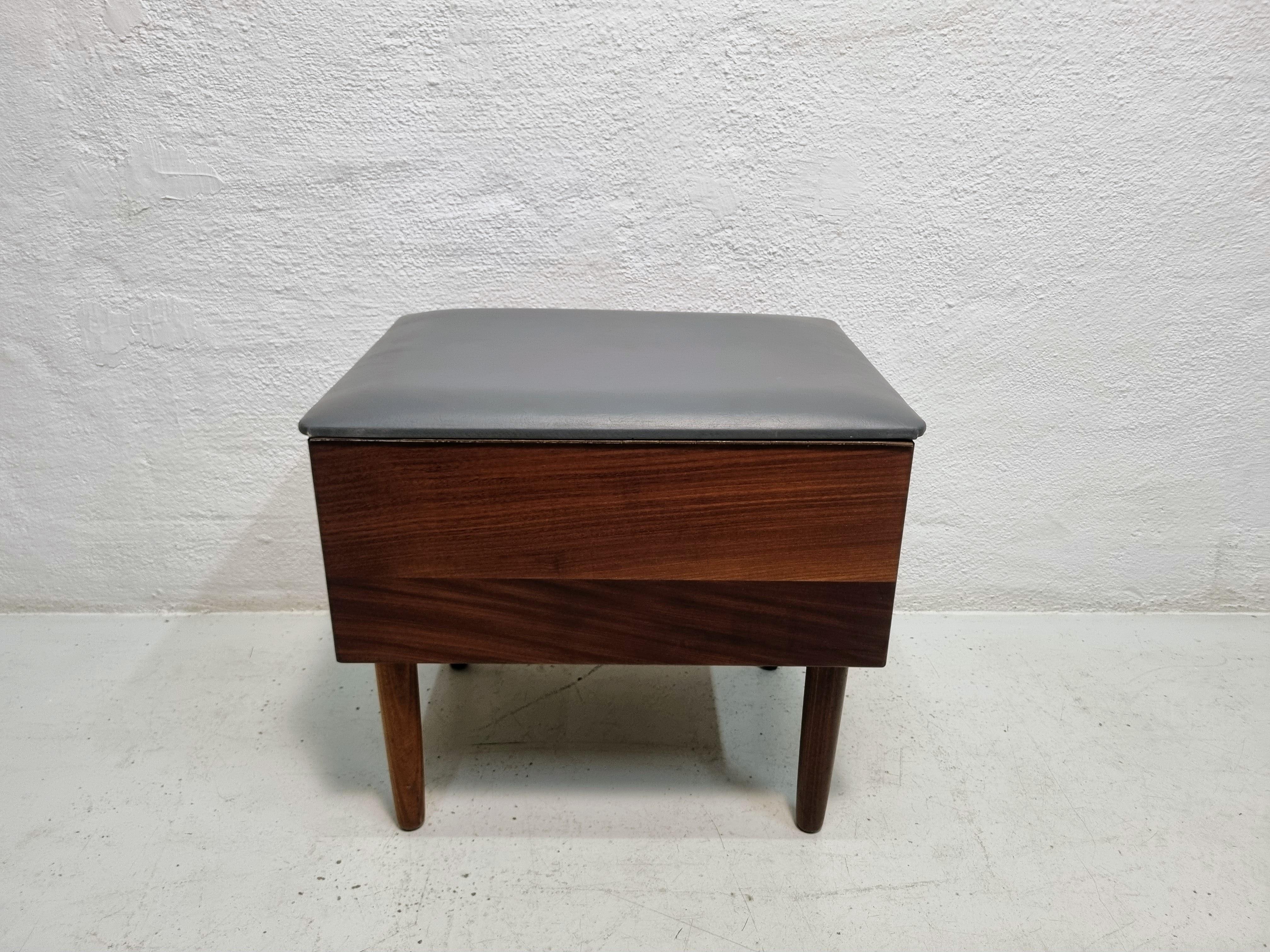 Danish Teak stool with storage compartment For Sale