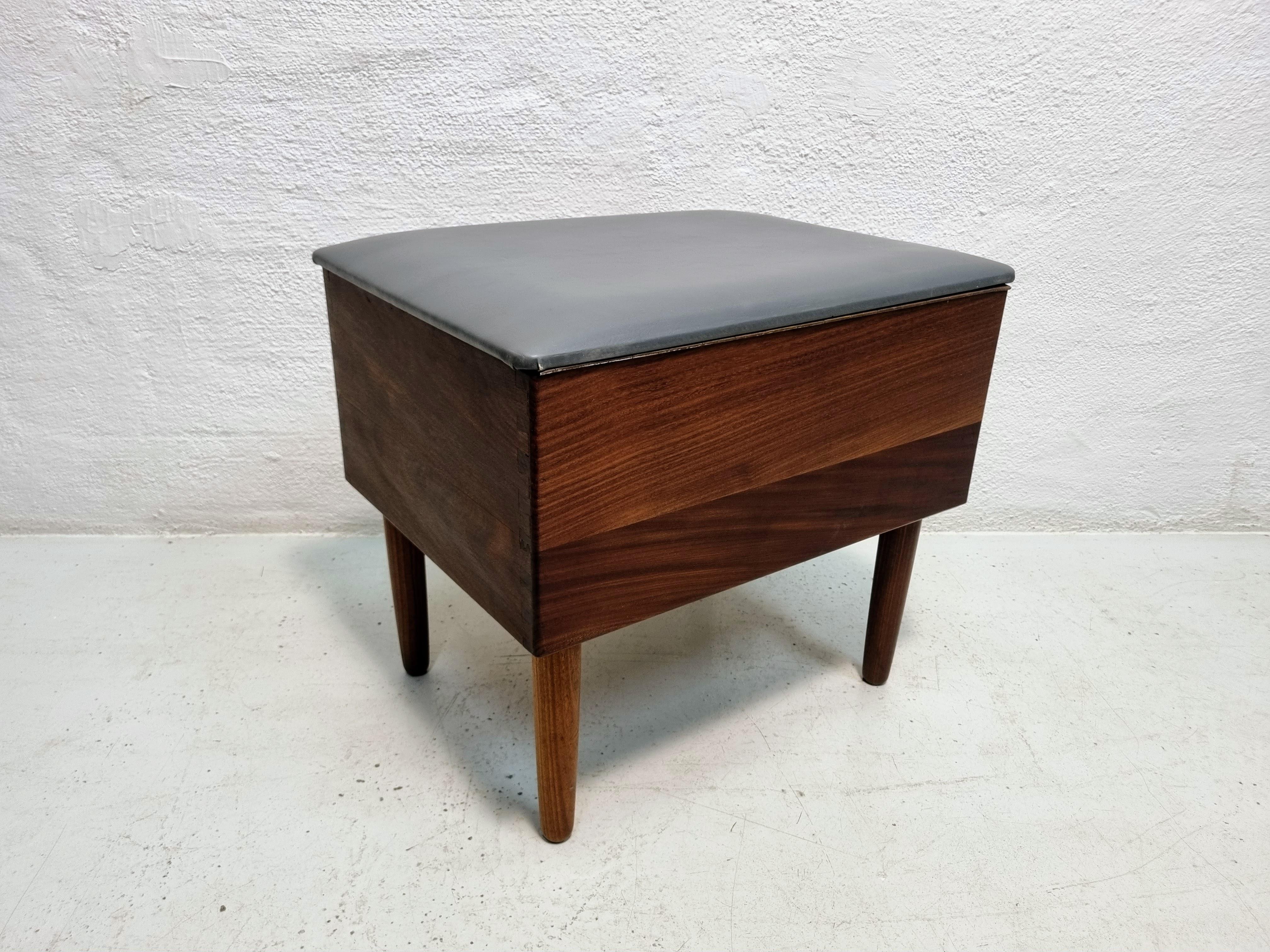 Danish Teak stool with storage compartment For Sale
