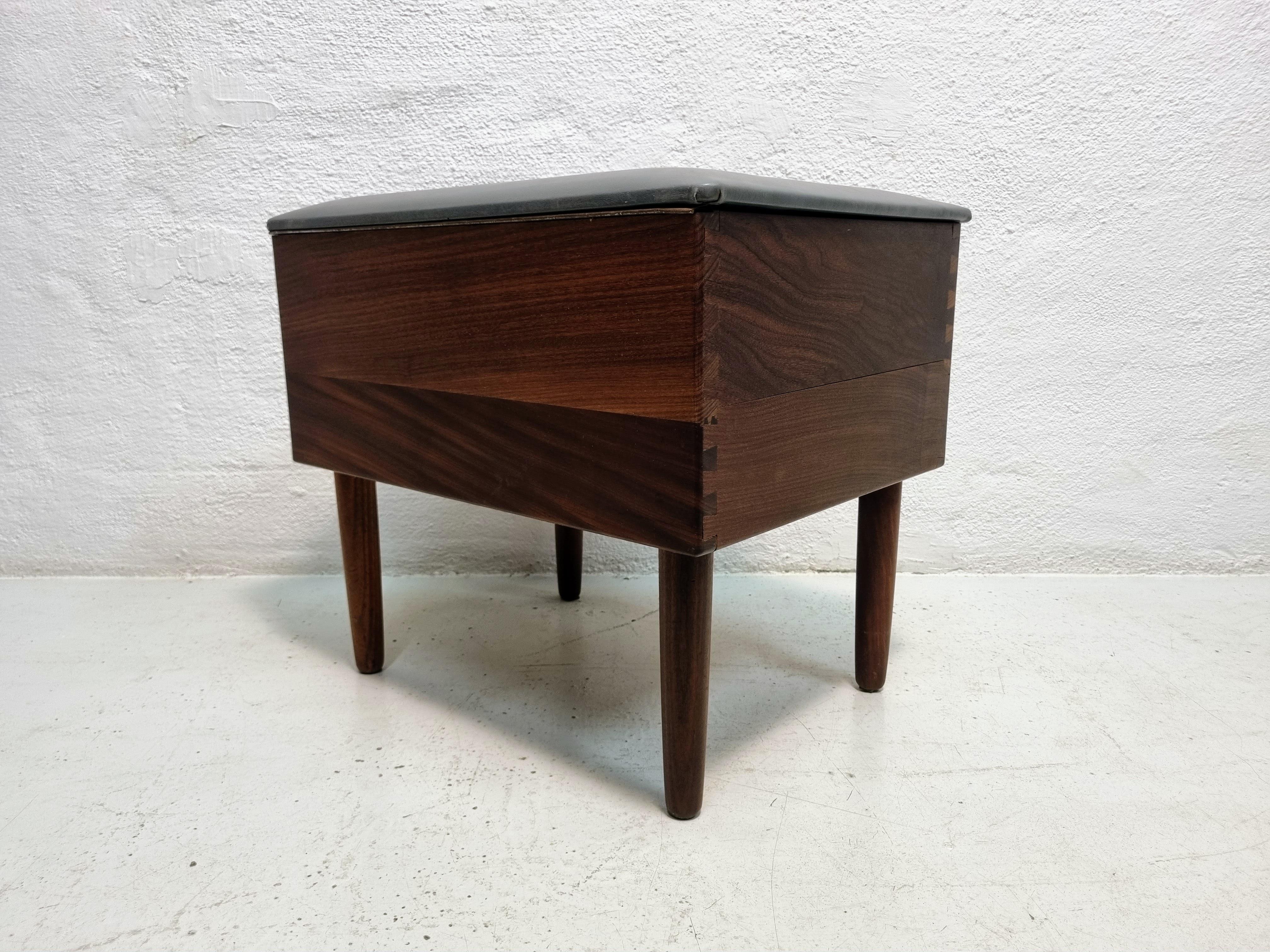 Mid-20th Century Teak stool with storage compartment For Sale