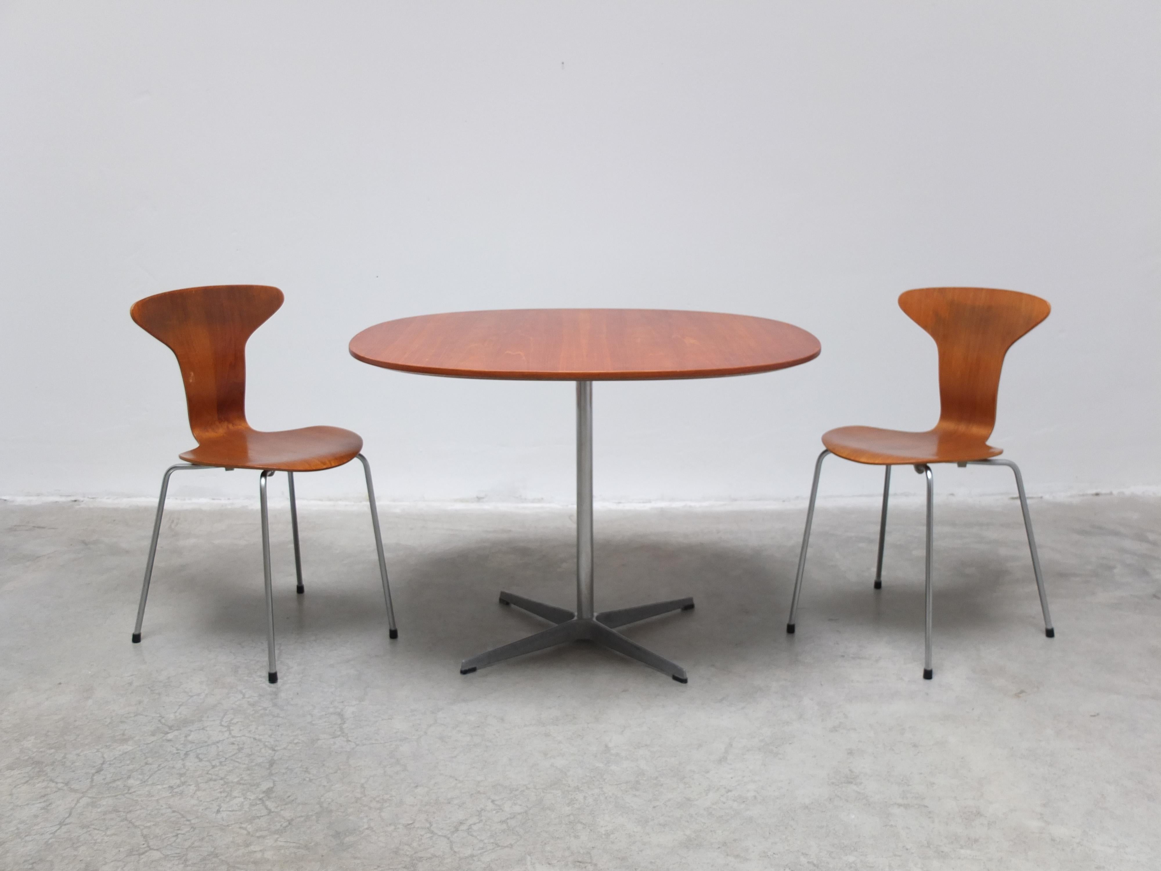 Metal Teak 'Super-Circular' Table by Piet Hein & Bruno Mathsson for Fritz Hansen, 1968 For Sale