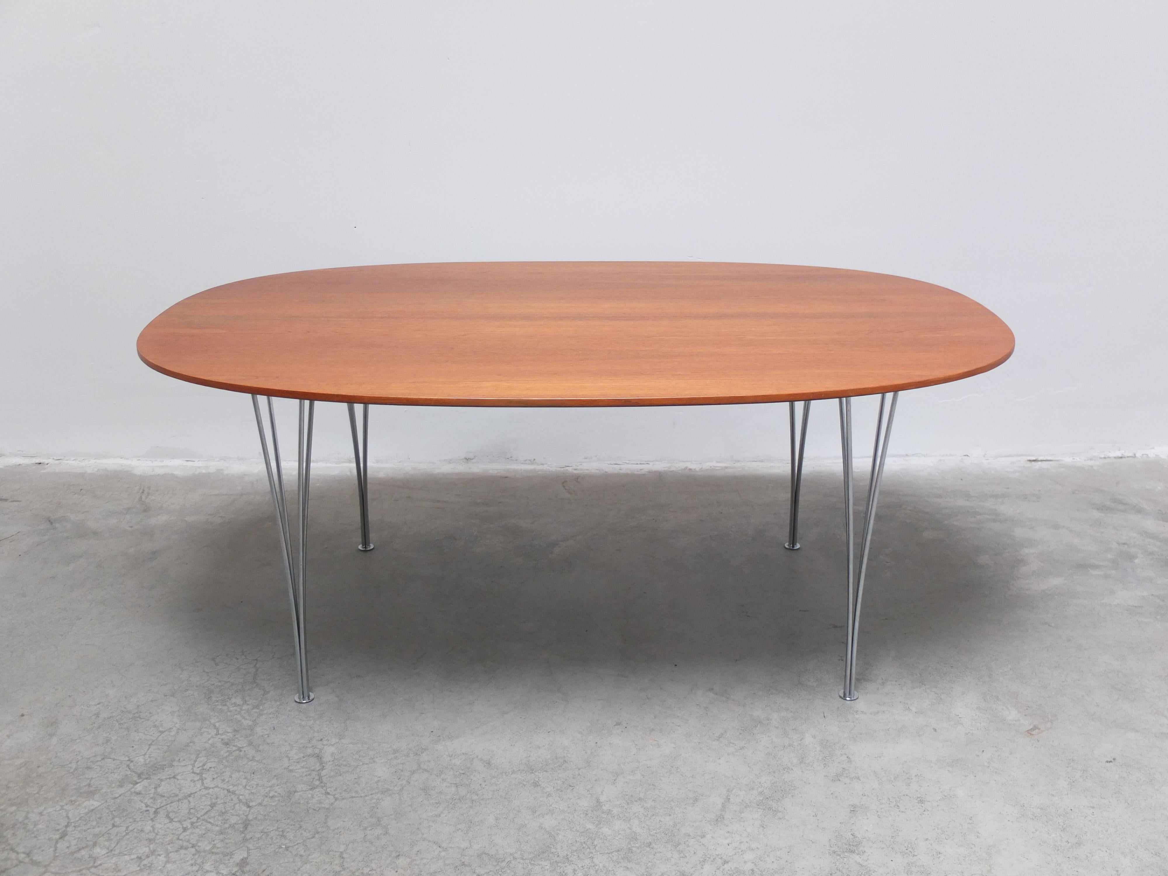Scandinavian Modern Teak Super-Elliptical Table by Piet Hein & Bruno Mathsson for Fritz Hansen, 1981