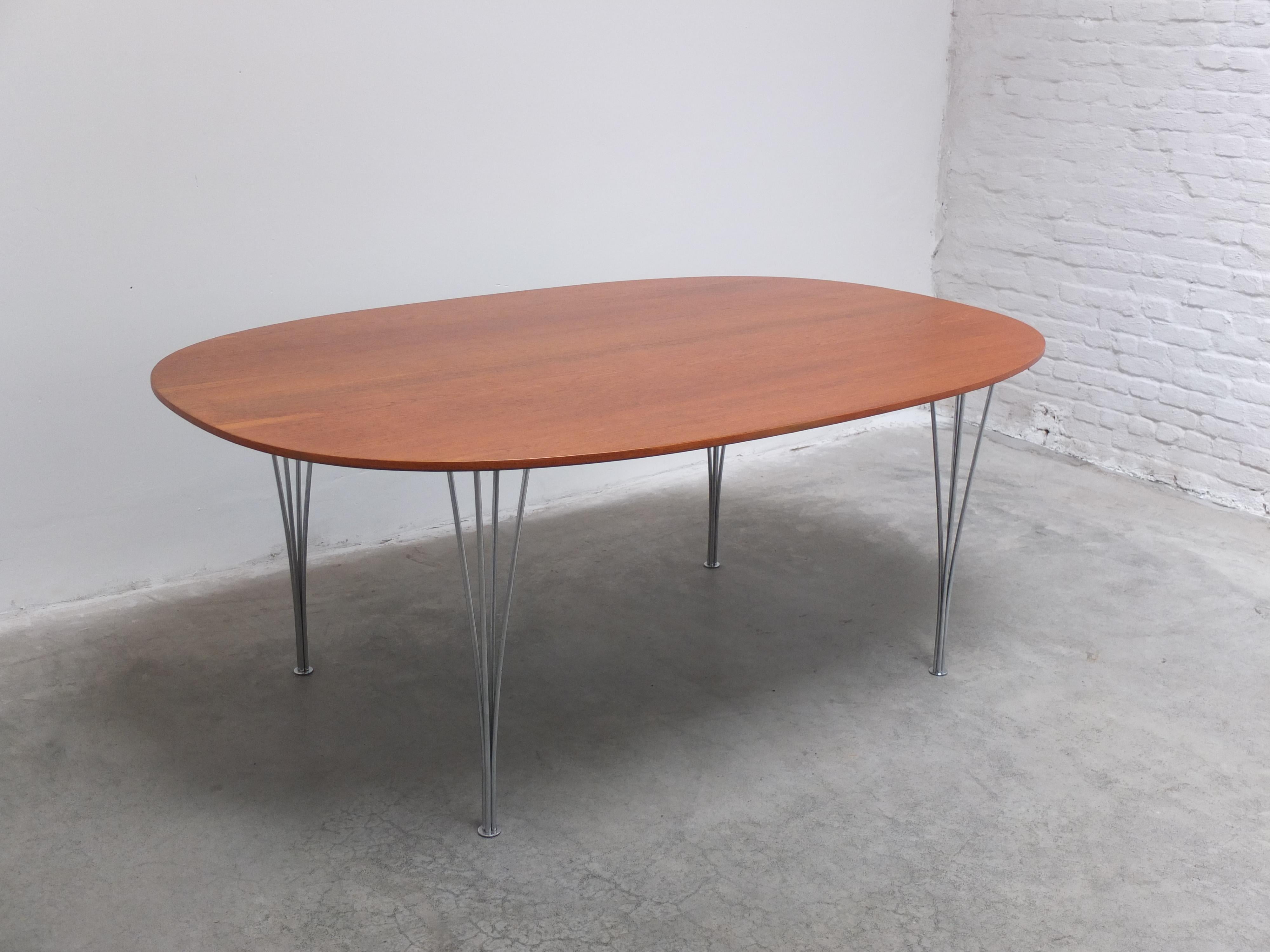 Danish Teak Super-Elliptical Table by Piet Hein & Bruno Mathsson for Fritz Hansen, 1981