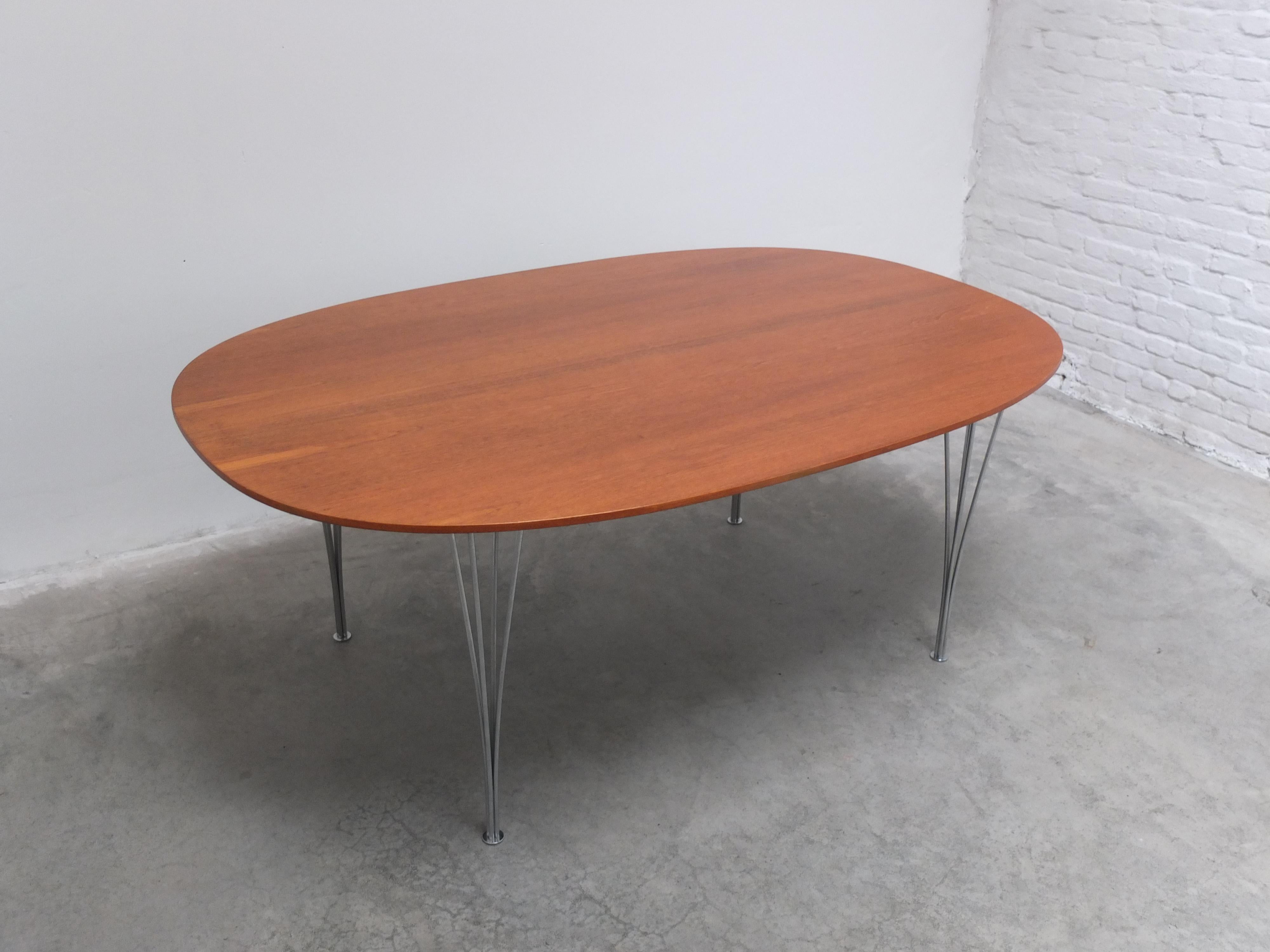 Teak Super-Elliptical Table by Piet Hein & Bruno Mathsson for Fritz Hansen, 1981 In Good Condition In Antwerpen, VAN