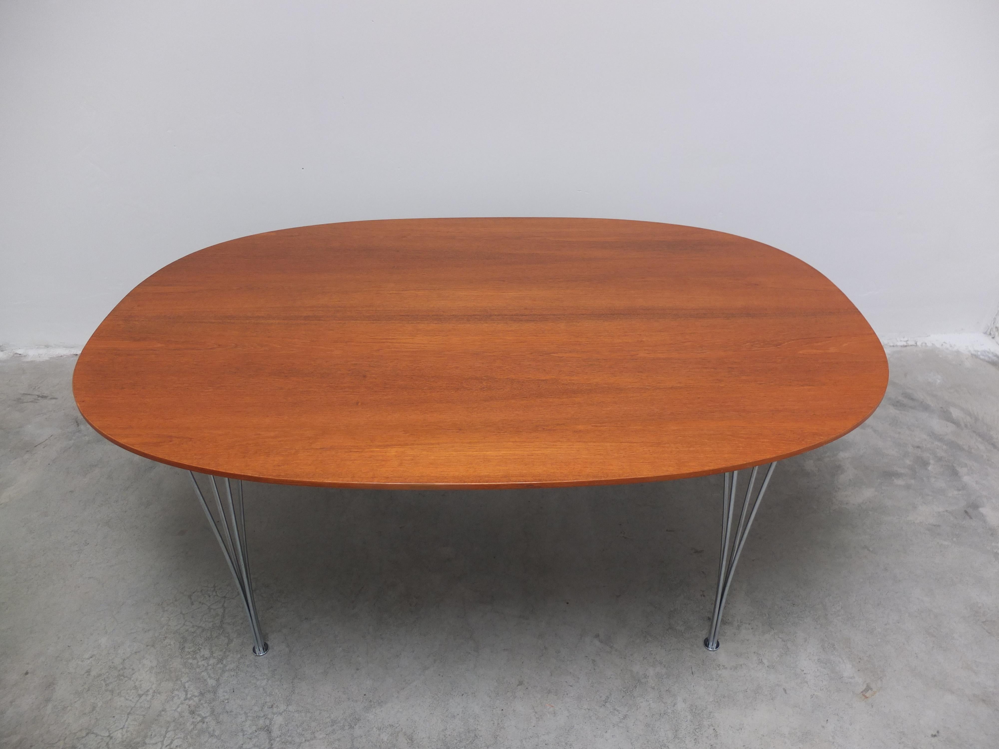 20th Century Teak Super-Elliptical Table by Piet Hein & Bruno Mathsson for Fritz Hansen, 1981