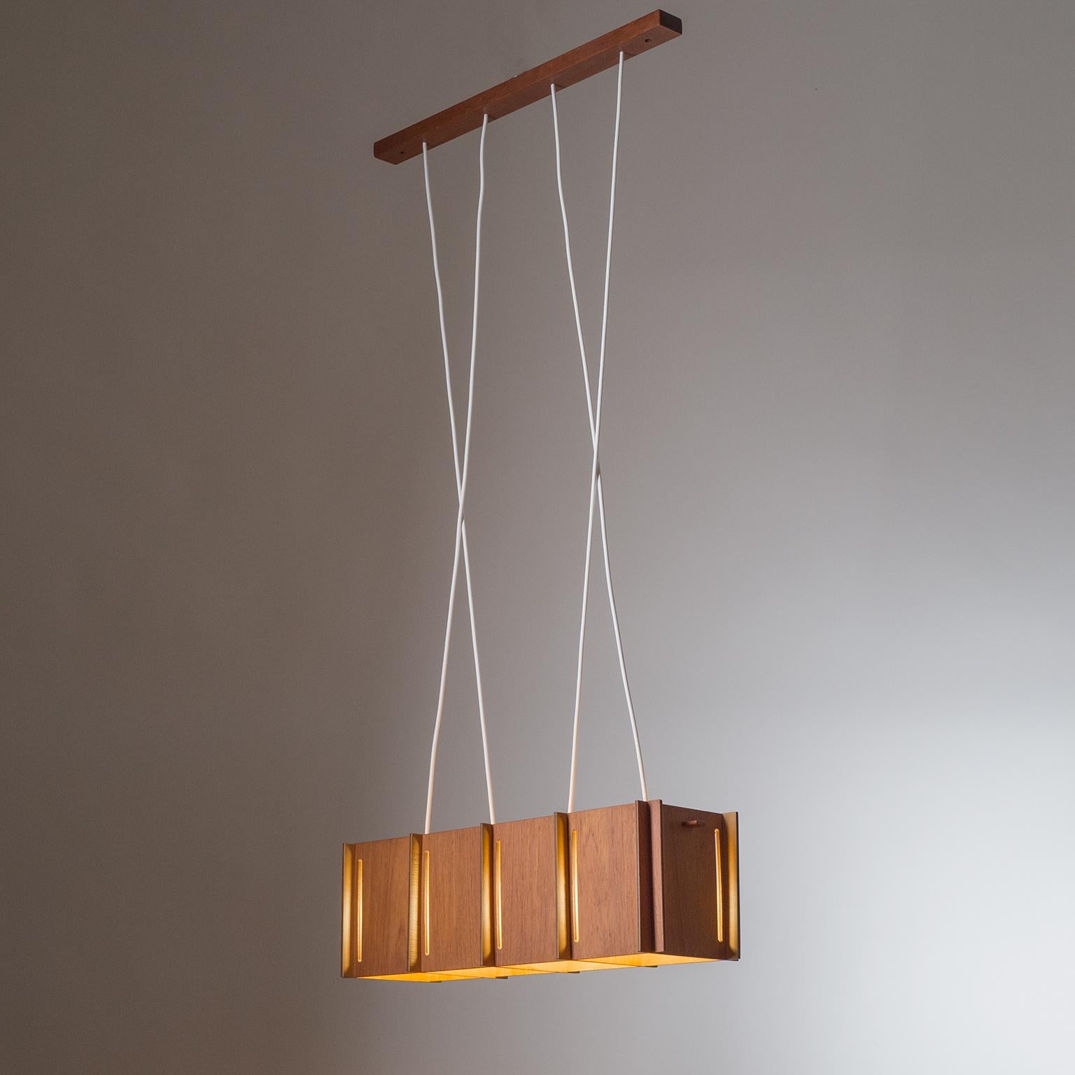 Lampada a sospensione in teak, circa 1960 in vendita 4