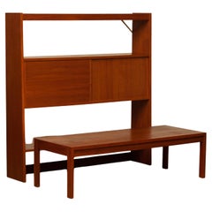 Mueble de mesa / estantería de teca diseñado por Svante Skogh para Seffle Suecia Años 60
