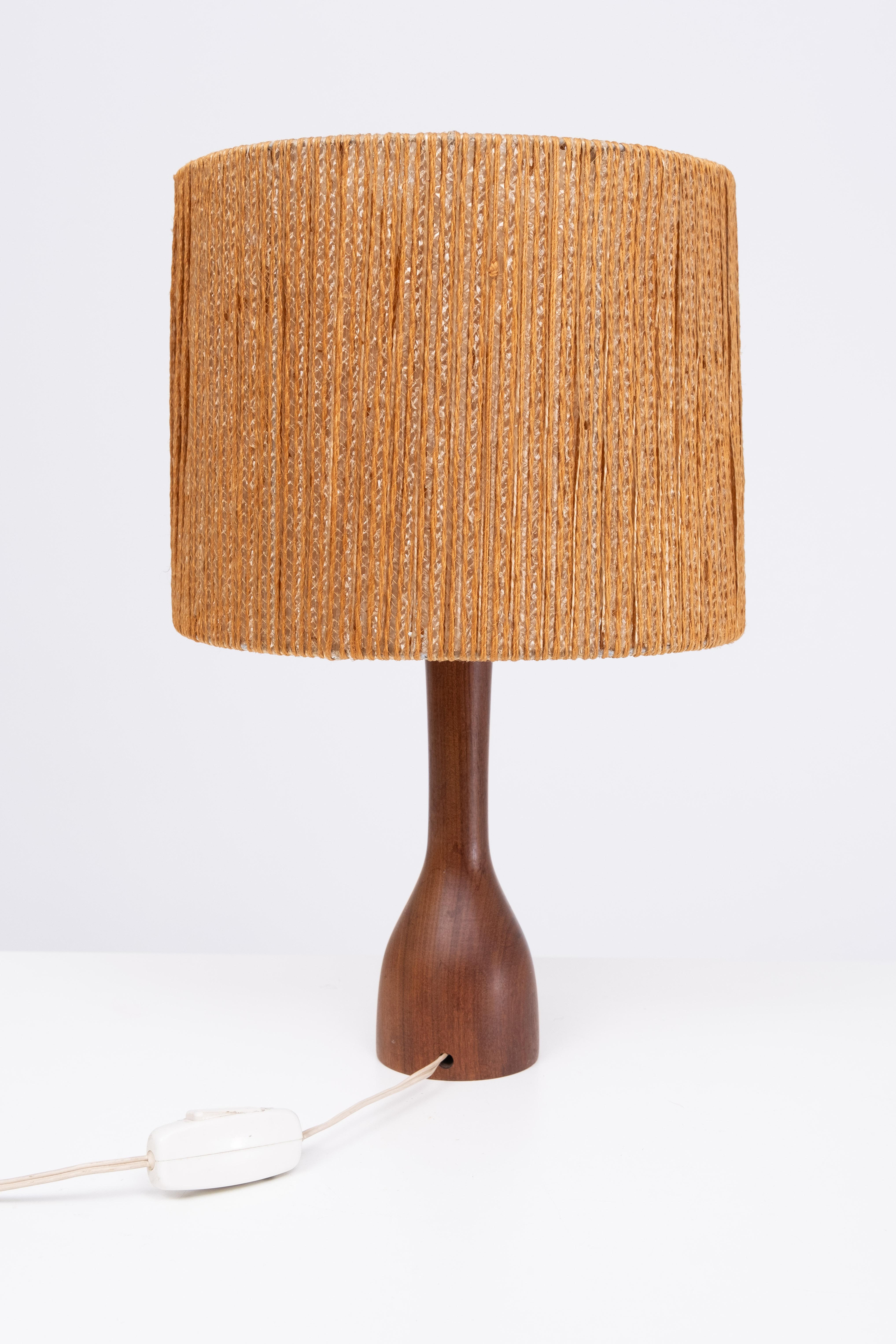 Danish Teak Table lamp Rope shade Denmark 1960  For Sale