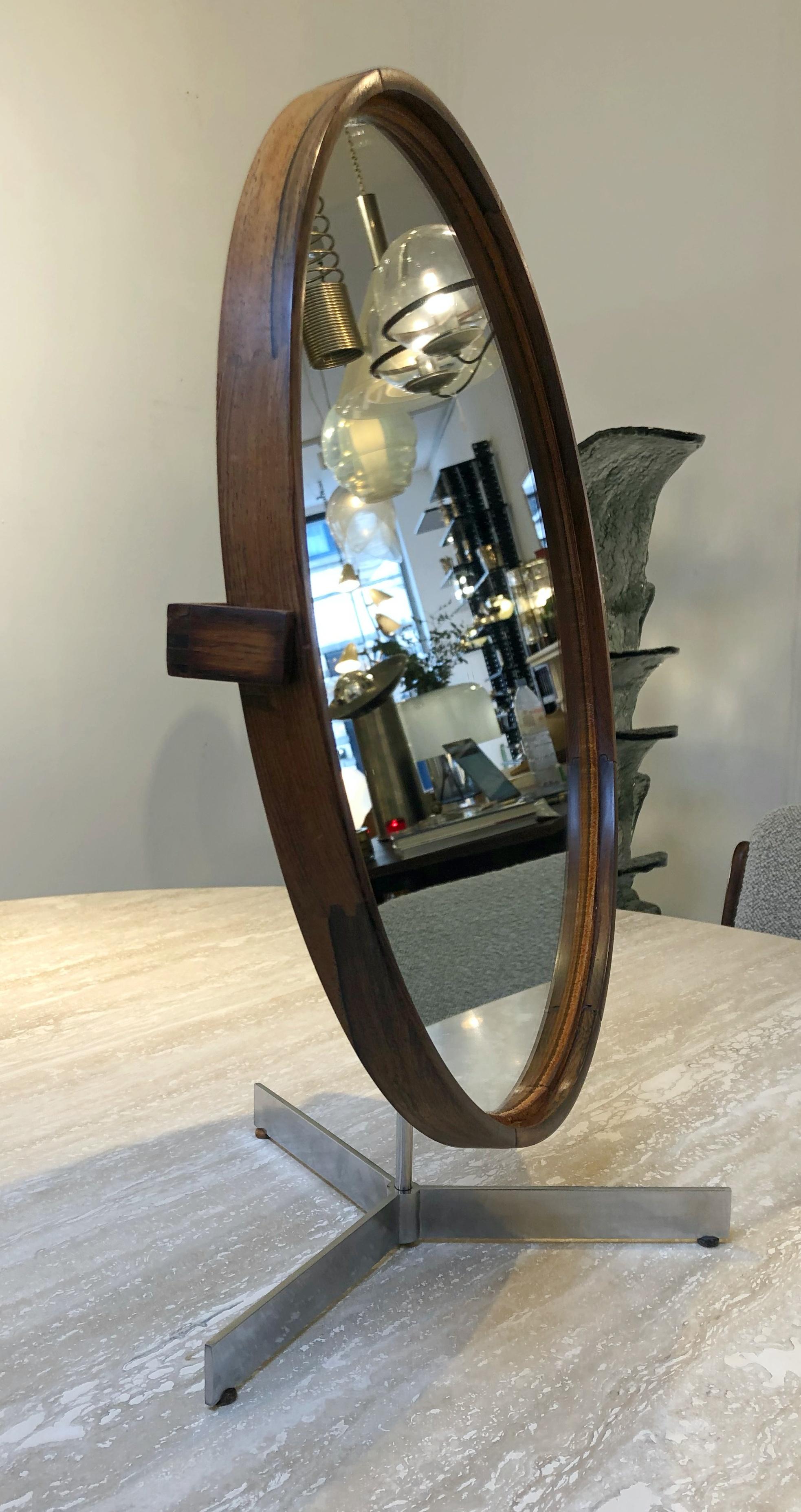 Mid-Century Modern Teak Table Mirror by Uno & Östen Kristiansson for Luxus, 1960s