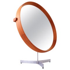Miroir de table en teck, Luxus, Uno & Östen Kristiansson, Vittsjö, Suède années 1960