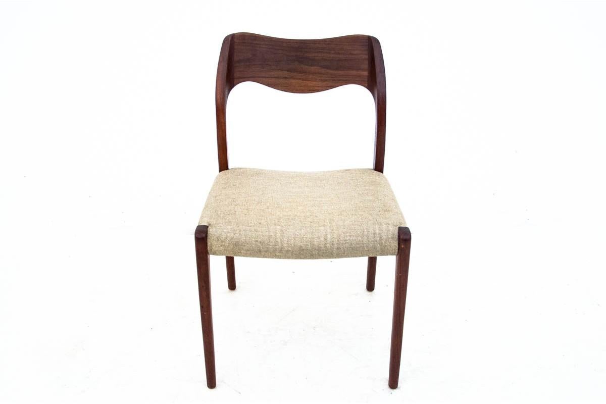 Teak N. O. Moller Chairs with Table, Denmark, 1960s 1