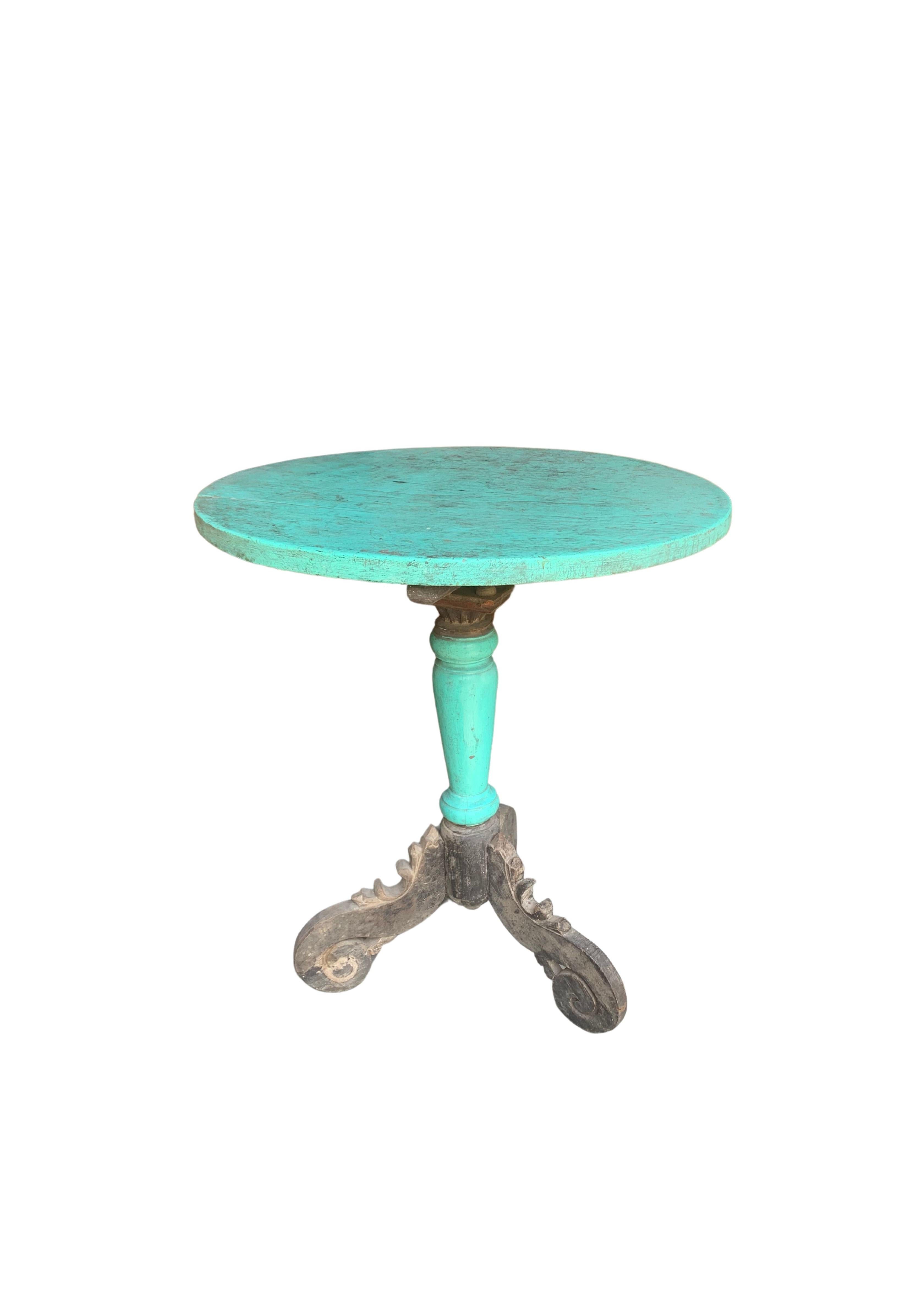 Other Teak Table with Polychrome, Carved Legs, Madura Island, Java, Indonesia, c. 1950 For Sale